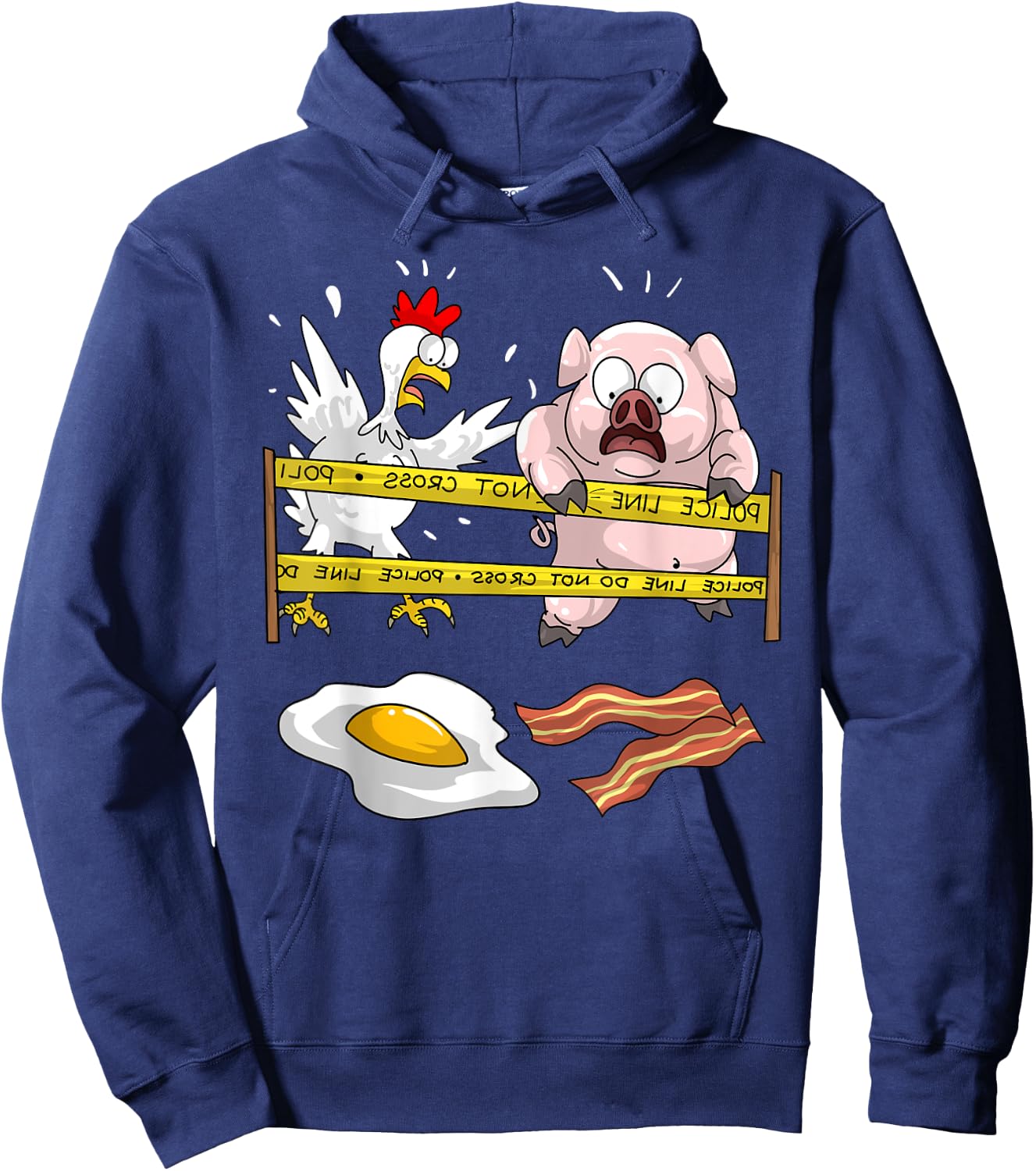 Cute Police Line Do Not Cross | Funny Chicken Pig Eater Gift Hoodie - Hoodie | Navy