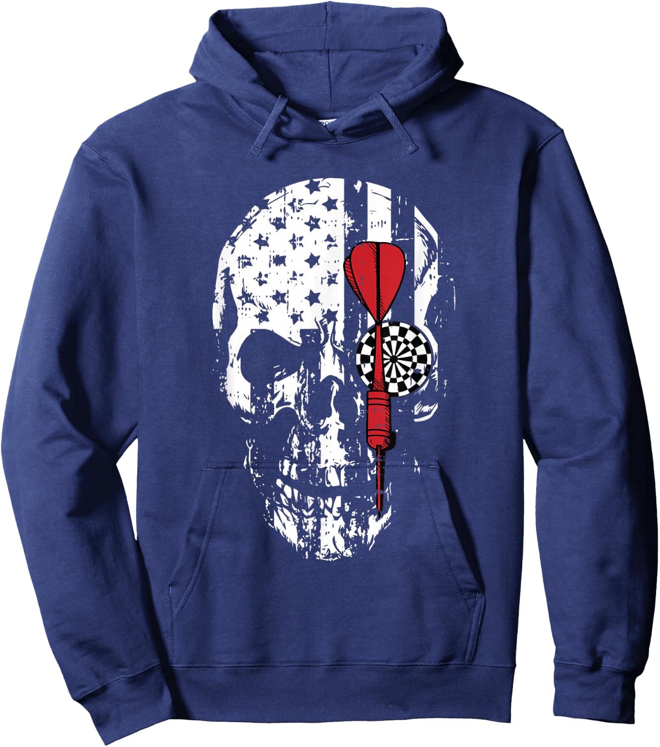 Skull American Flag Darts Board Throwing Sports Player Gift Hoodie - Hoodie | Navy