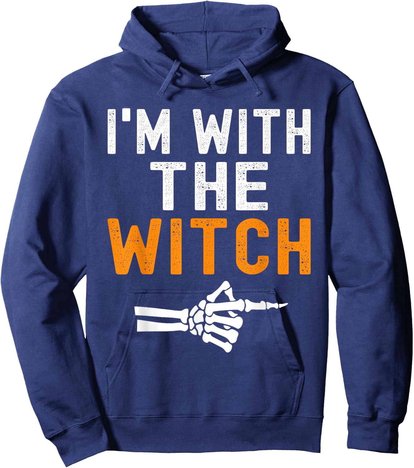 I'm With The Witch Funny Skeleton Halloween Matching Couple Hoodie - Hoodie | Navy