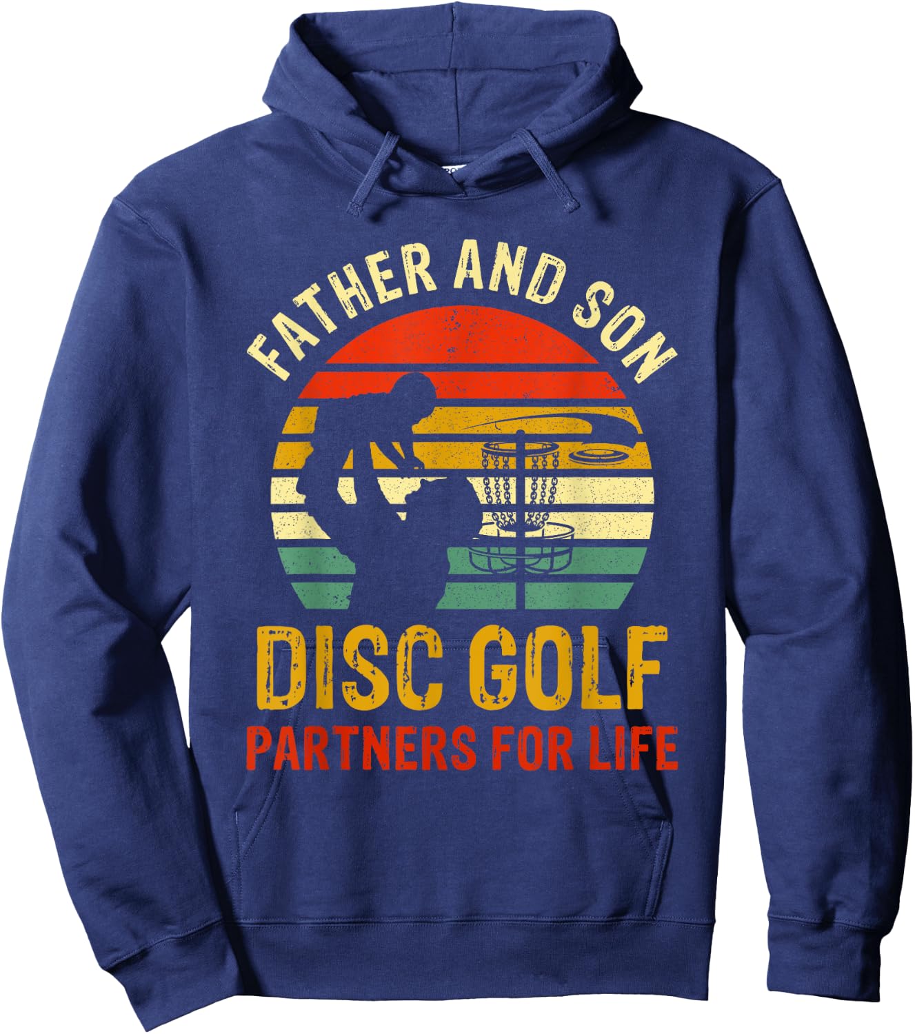 Vintage Dad And Son Disc Golf Partners For Life Fathers Day Hoodie - Hoodie | Navy
