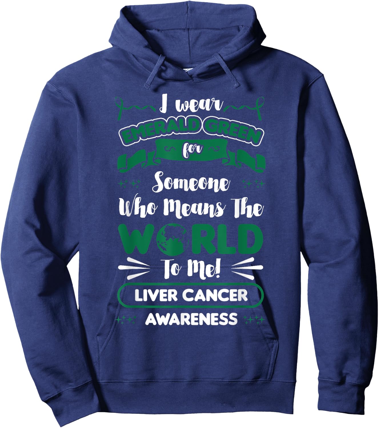 Liver Cancer Awareness Green Ribbon Primary Hepatic Gift Hoodie - Hoodie | Navy