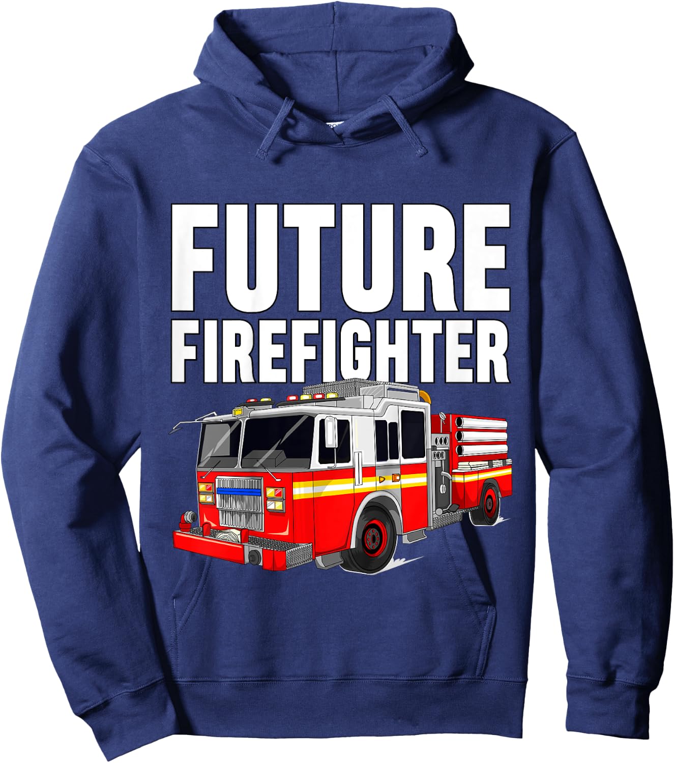Kids Future Firefighter Fire Truck Theme Birthday Boy Toddler Hoodie - Hoodie | Navy