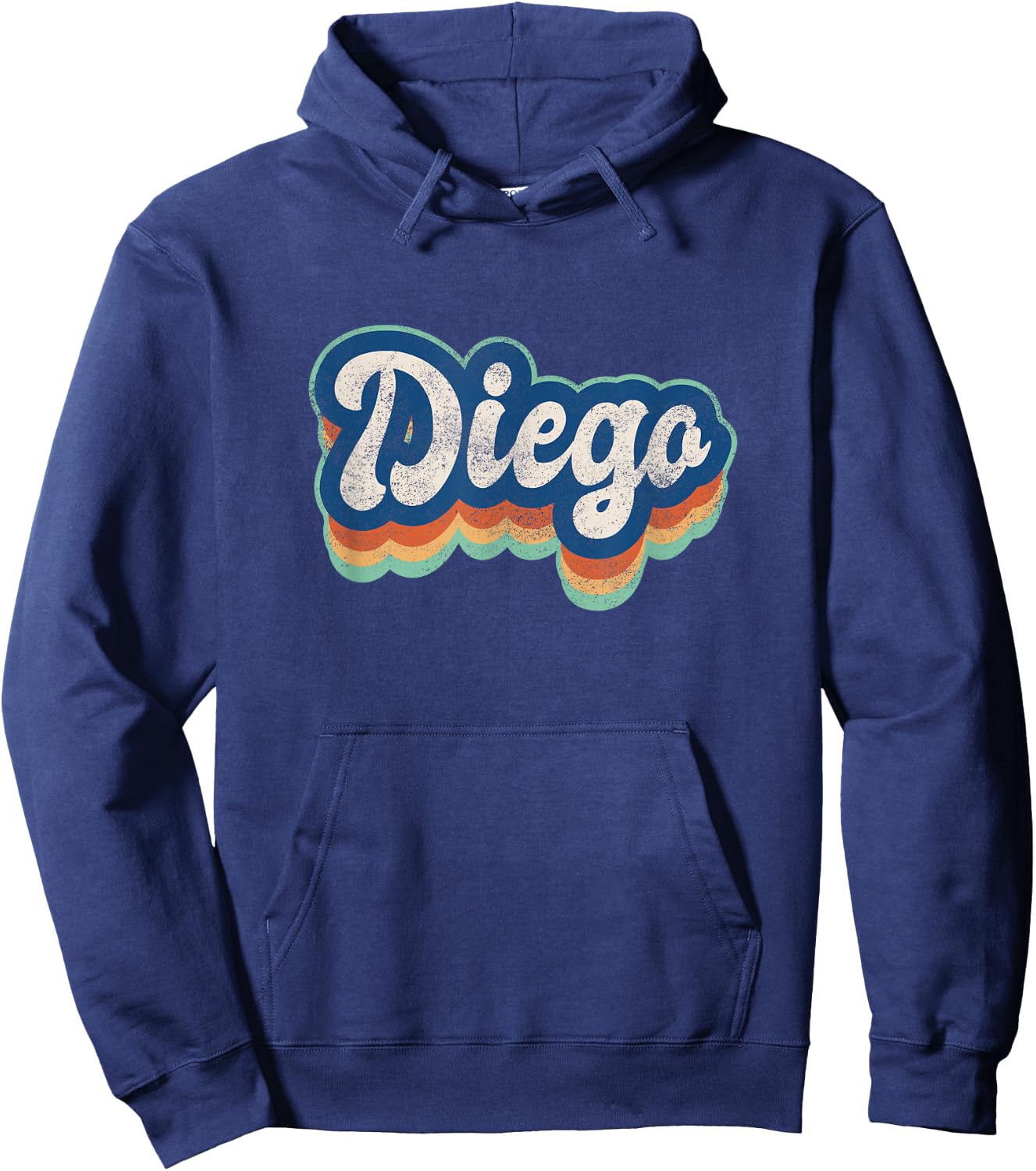 Diego First Name Boy Vintage Style 70s 80s Personalized Hoodie - Hoodie | Navy