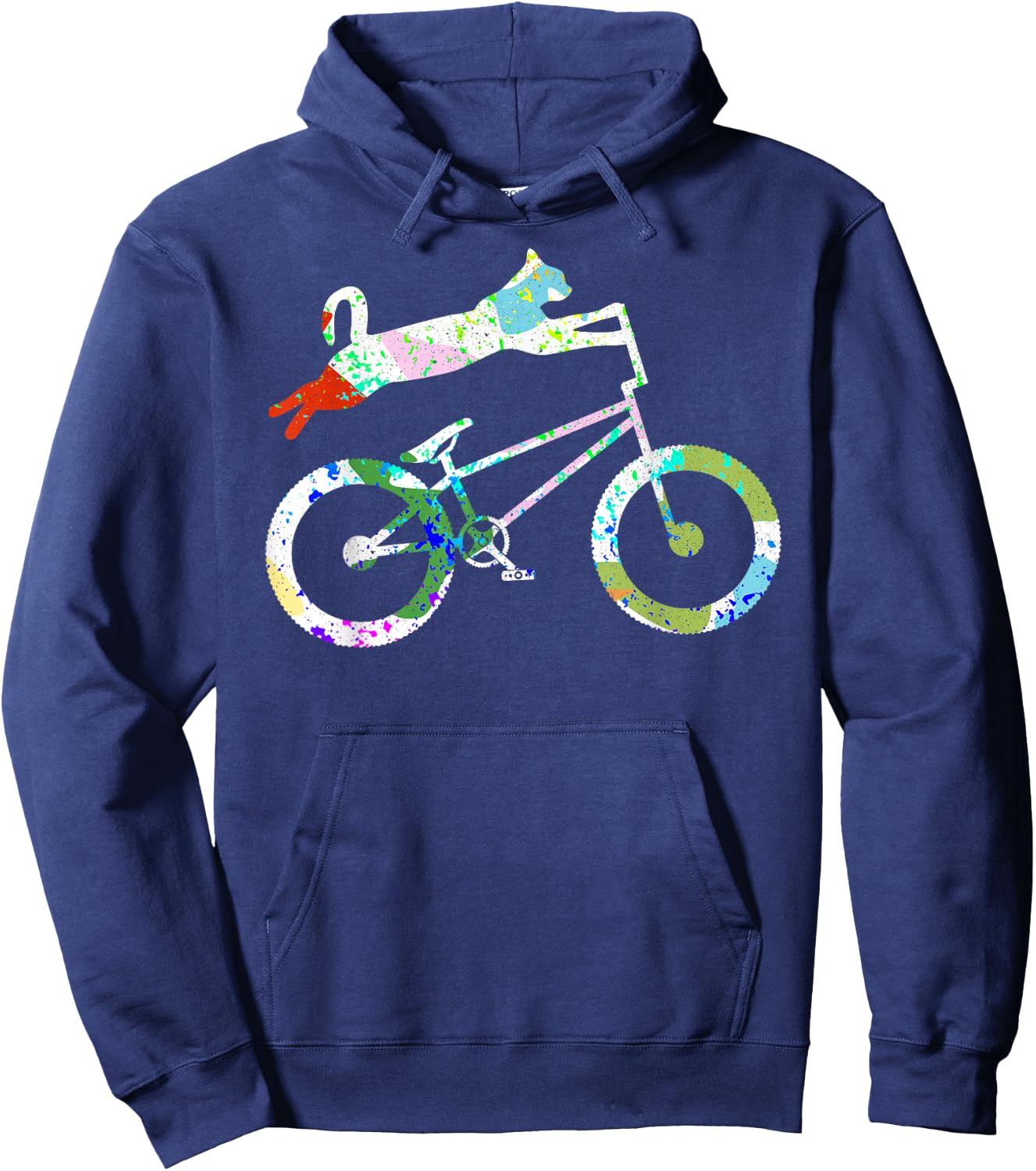 Cat On BMX Bike Kitten Lover Bike Cycling Bicycle Gift Hoodie - Hoodie | Navy