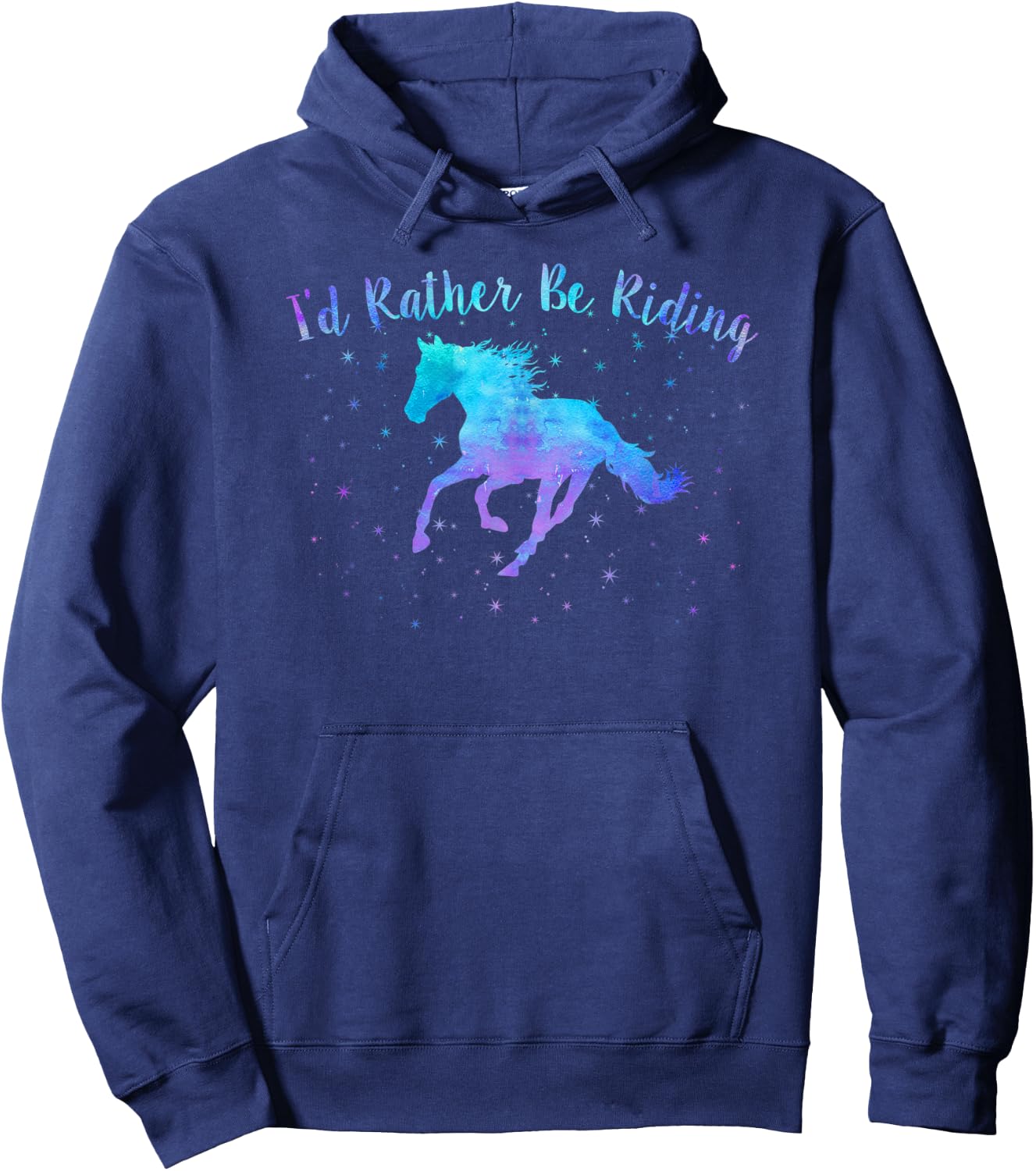 I'D RATHER BE RIDING Horses Teen Girls Women Equestrian Mom Hoodie - Hoodie | Navy