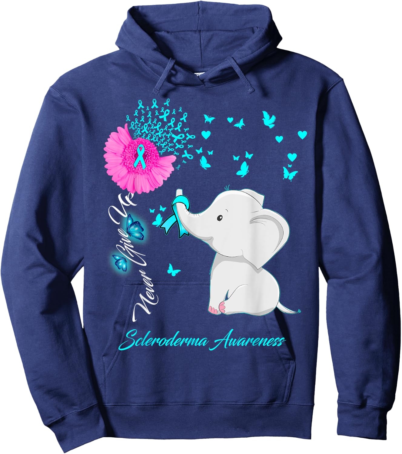 Elephant Scleroderma Awareness - Scleroderma Ribbon Gifts Hoodie - Hoodie | Navy
