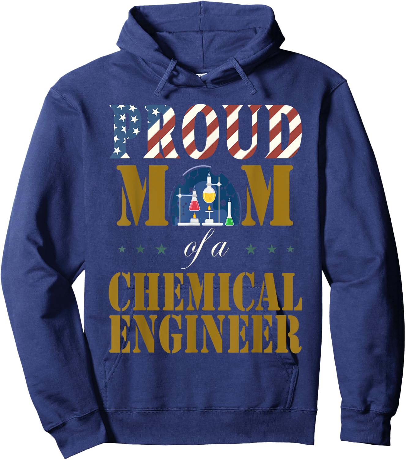 Vintage Flag American Proud Mom of a Chemical Engineer lover Hoodie - Hoodie | Navy