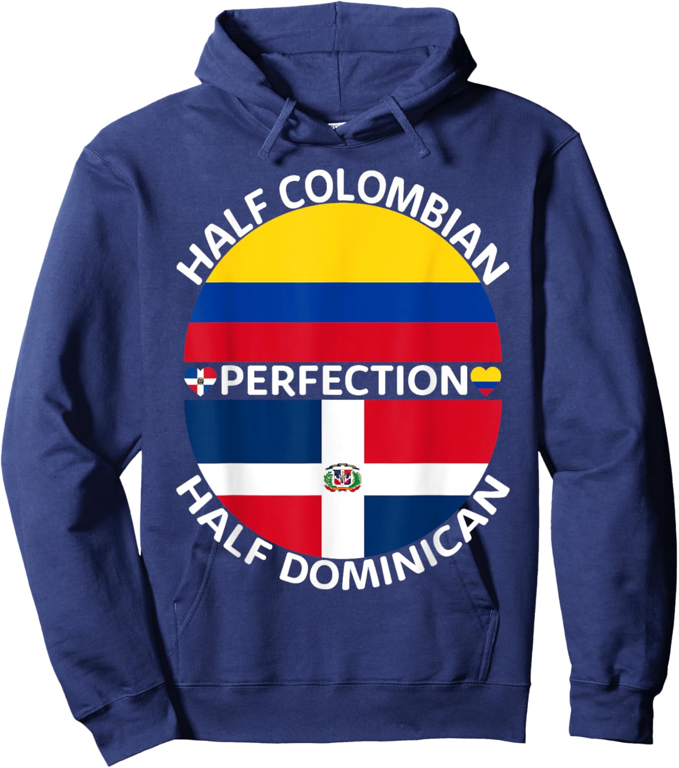 Half Colombian Half Dominican Republic Colombia Flag Men Hoodie - Hoodie | Navy