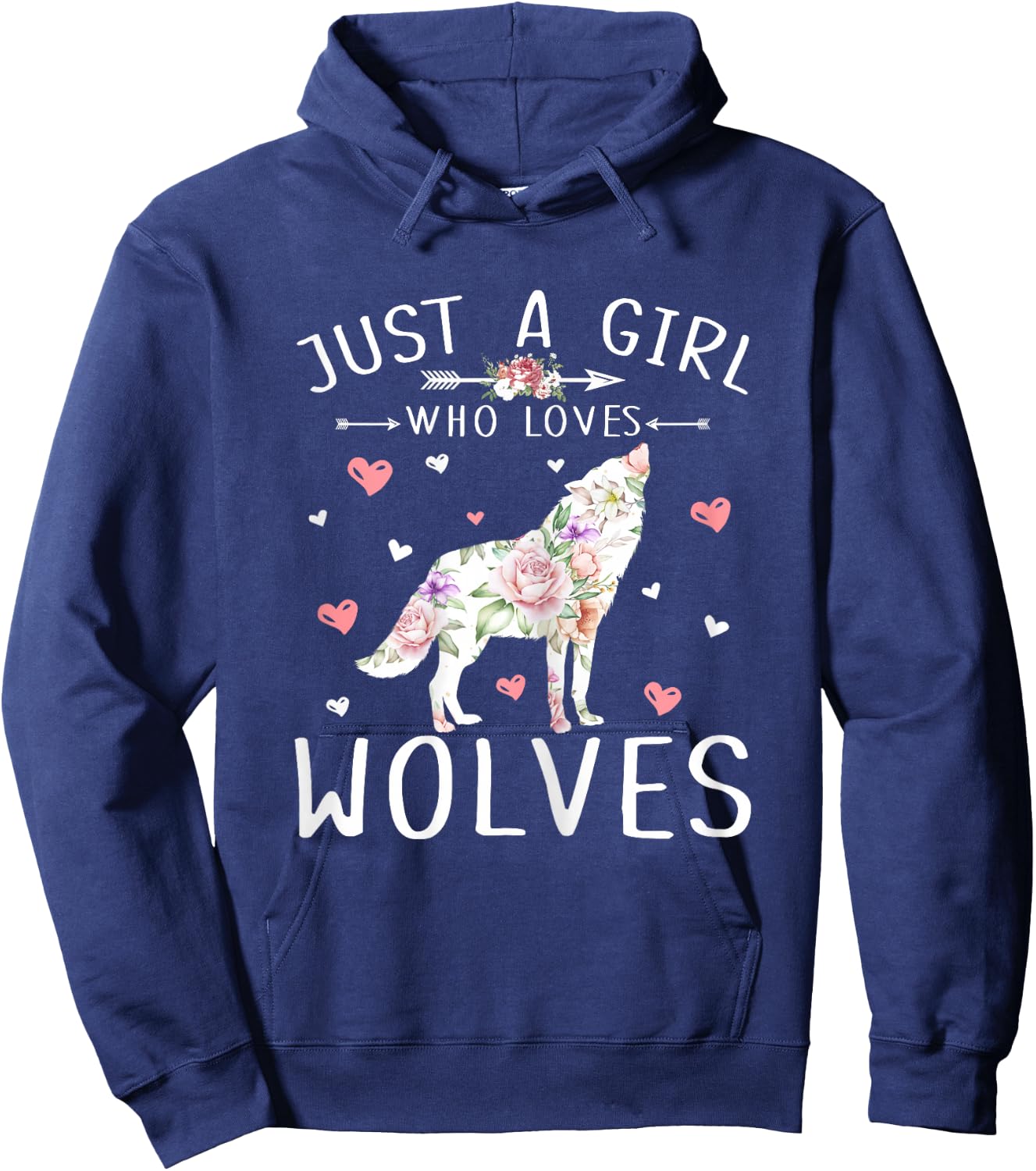 Just A Girl Who Loves Wolves Shirt - Wolf Lover Girls Gifts Hoodie - Hoodie | Navy