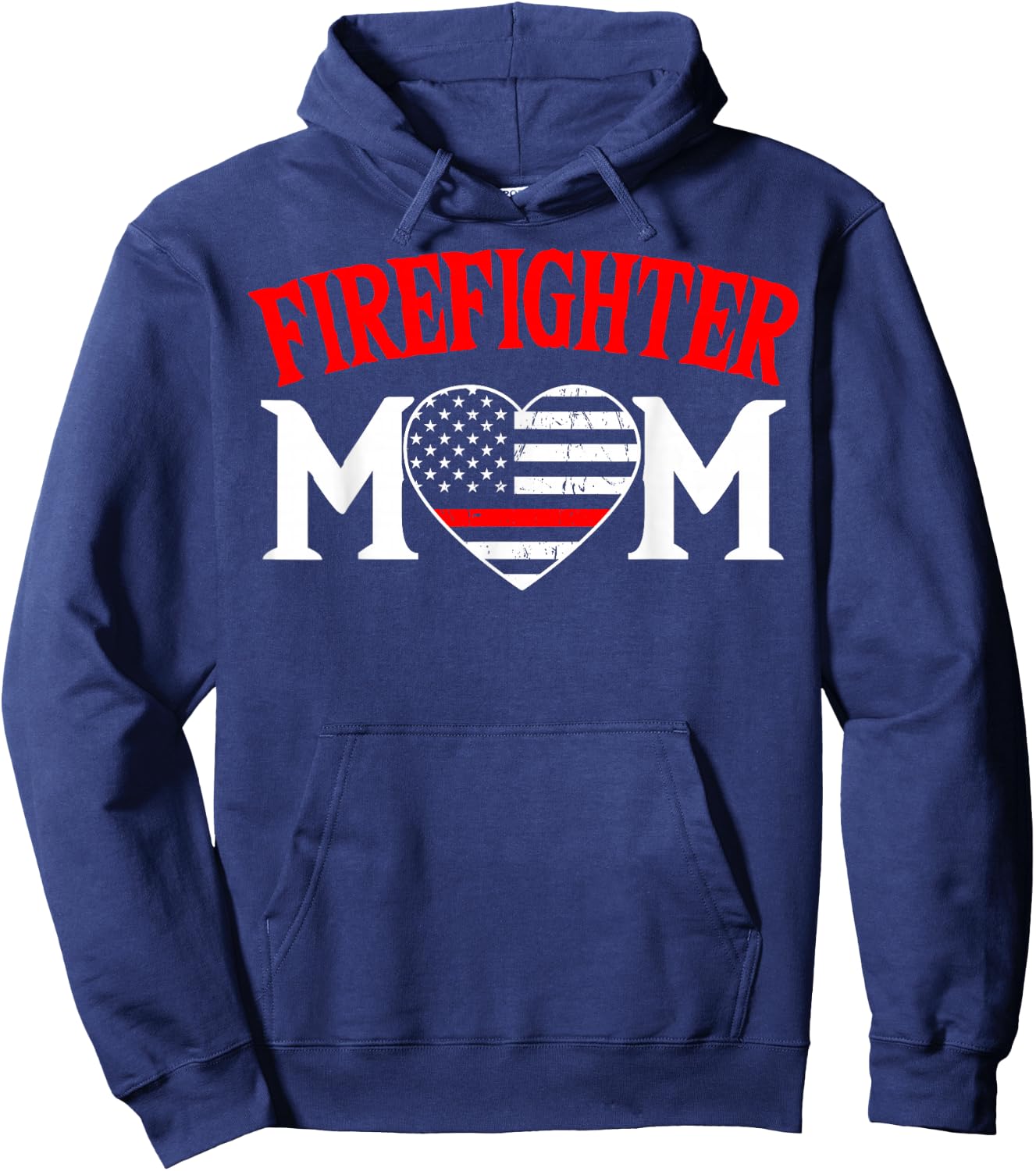 Firefighter Mom Thin Red Line Fireman Firefighting Patriotic Hoodie - Hoodie | Navy