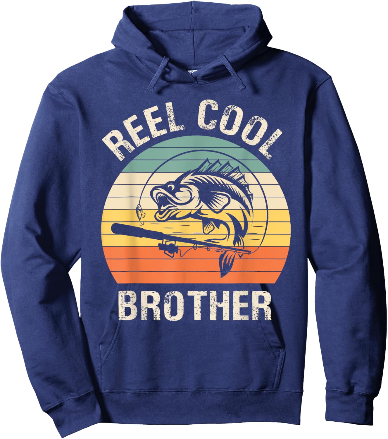 Reel Cool Brother Fishing Funny Gift Hoodie - Hoodie | Navy