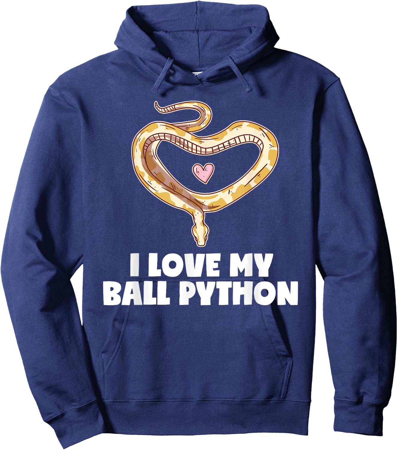 I Love My Ball Python Heart Pet Snake Animal Reptile Hoodie - Hoodie | Navy