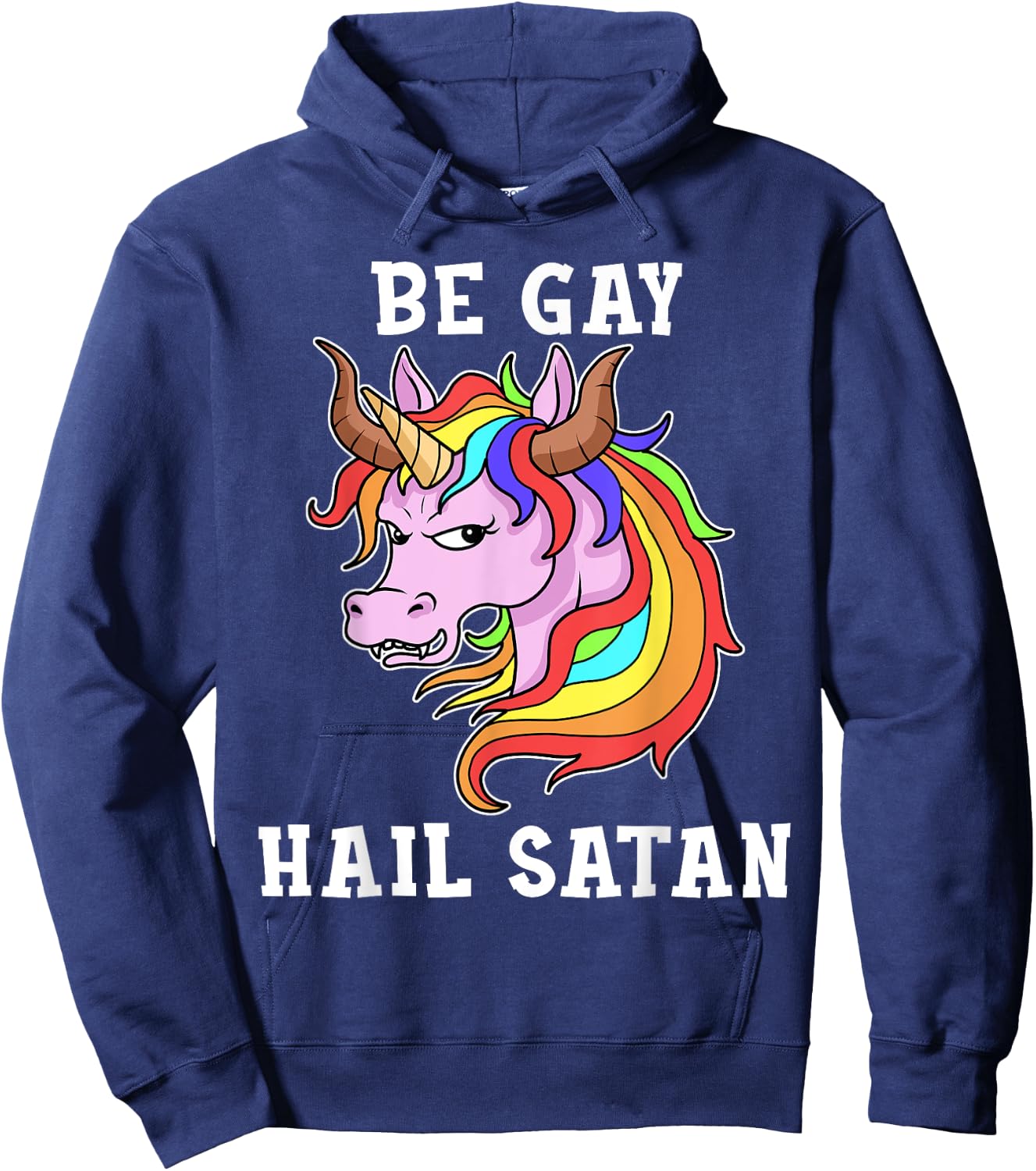 Be Gay Hail Satan Men Gay Pride Shirt Men Unicorn Hoodie - Hoodie | Navy