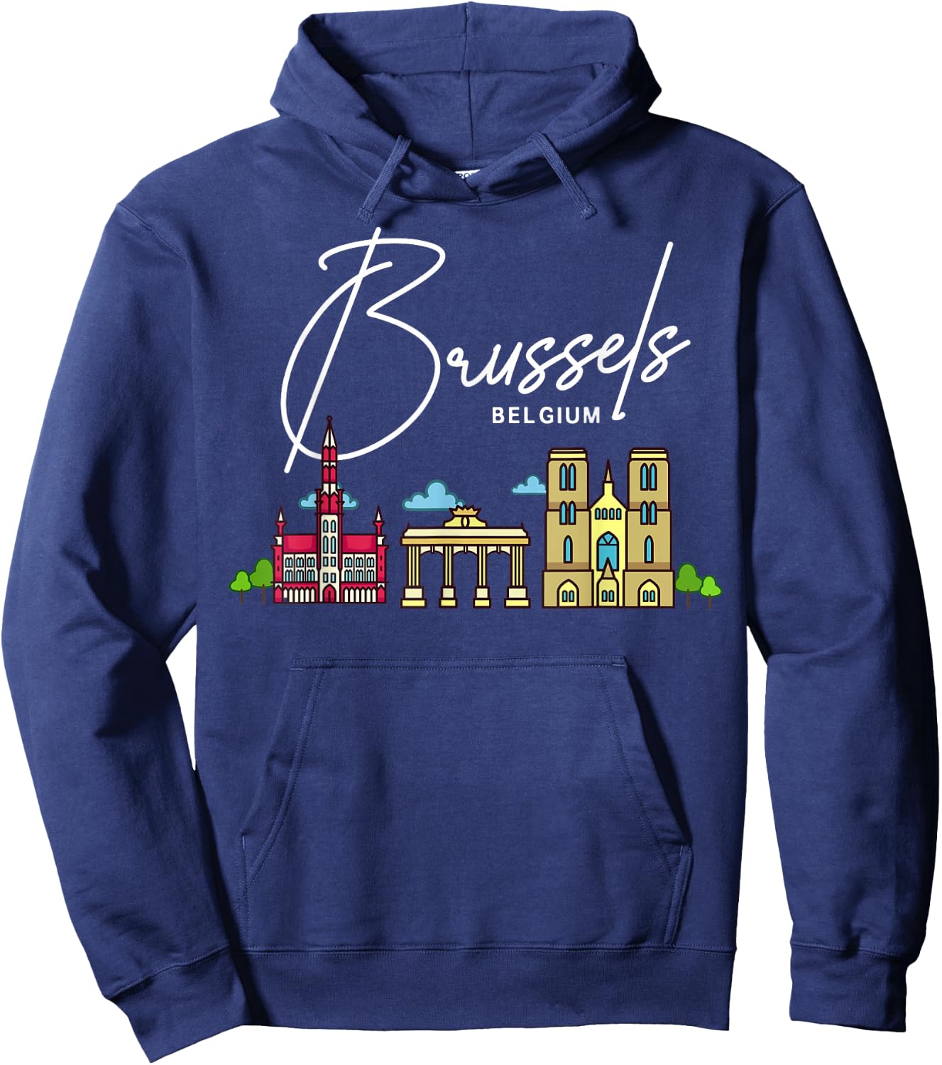 Brussels Belgium City Skyline Map Travel Hoodie - Hoodie | Navy
