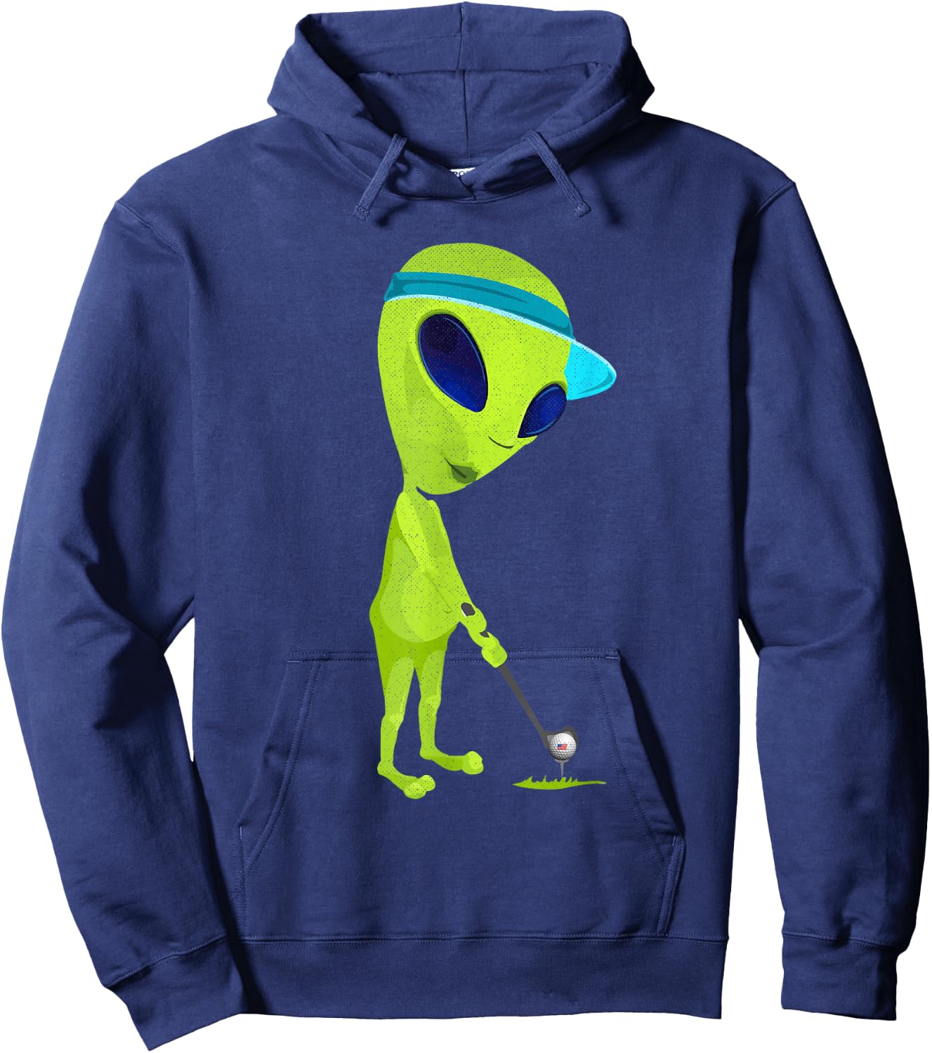 Funny Alien Playing Golf Parody Golfer UFO Golfing Space UFO Hoodie - Hoodie | Navy