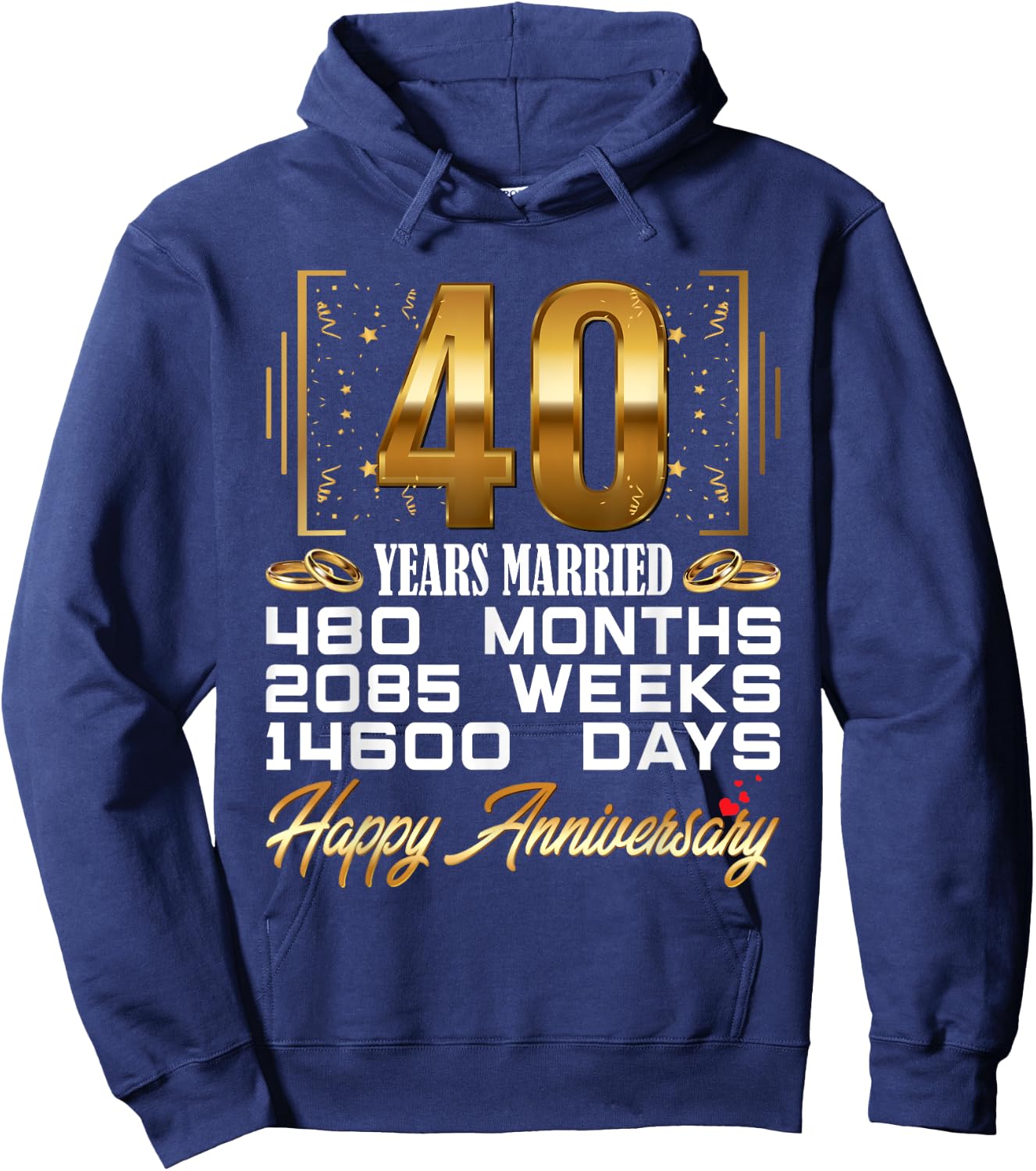 40 Years Married - Funny 40th Wedding Anniversary Hoodie - Hoodie | Navy