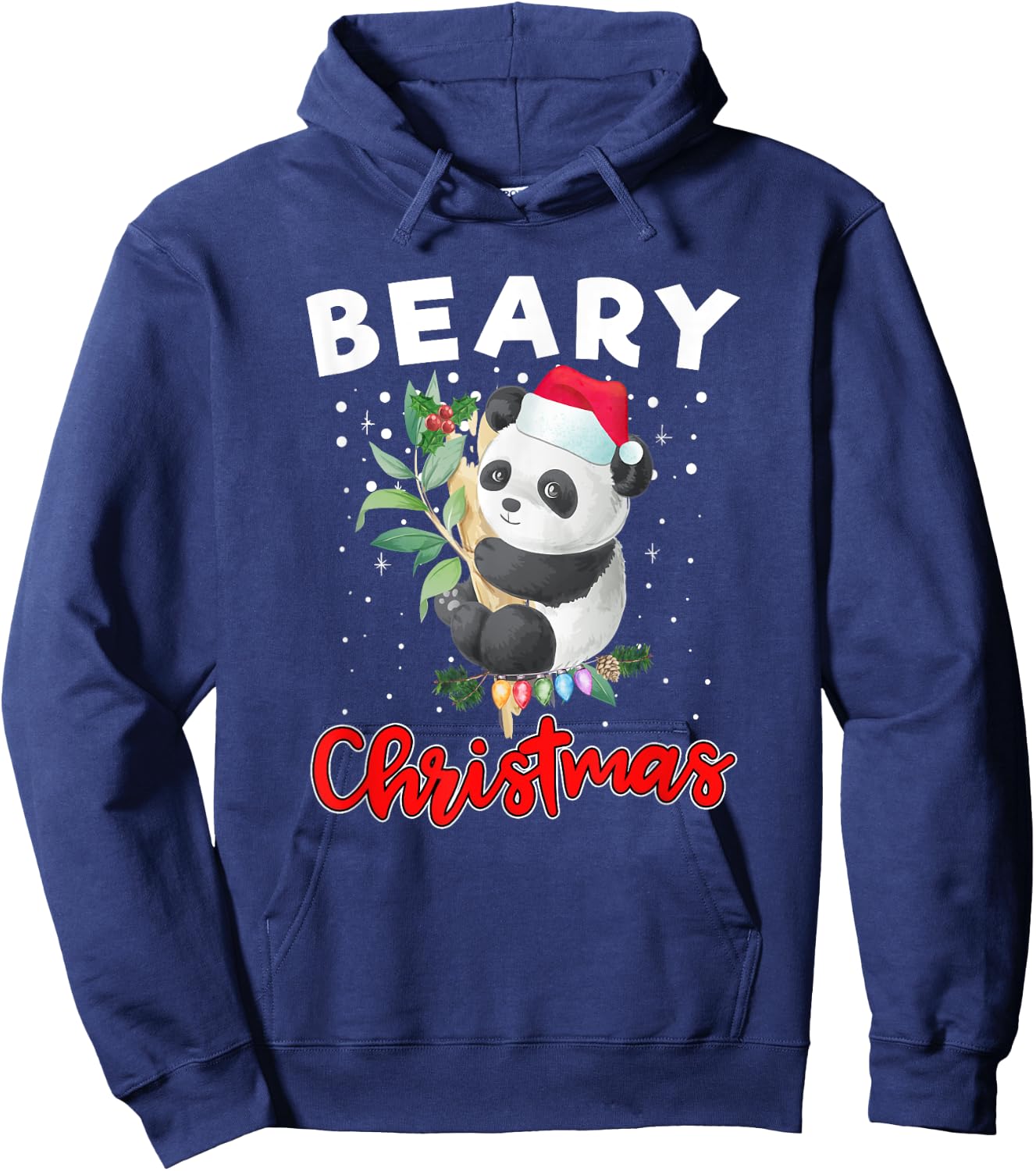 Beary Merry Christmas For Panda Bear Lovers Funny Xmas Hoodie - Hoodie | Navy