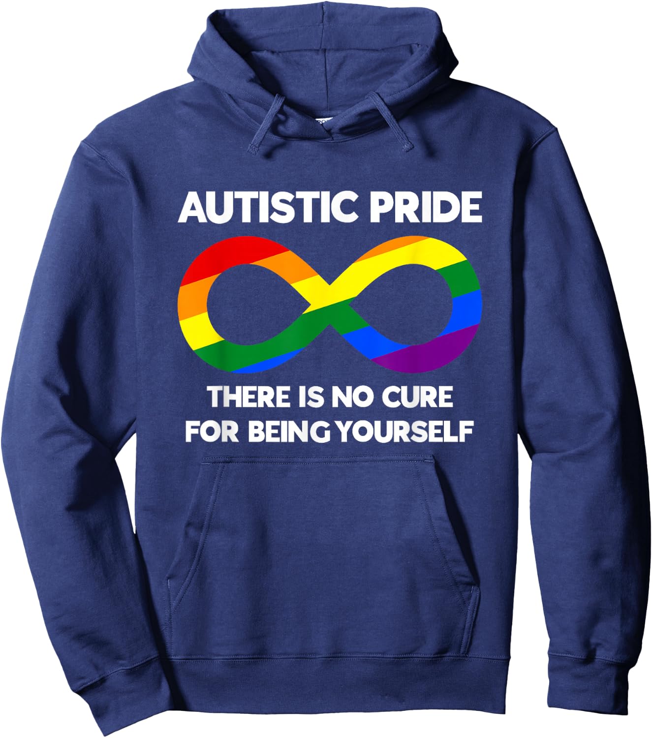 Autistic Pride - Autism Awareness - Rainbow Infinity Symbol Hoodie - Hoodie | Navy