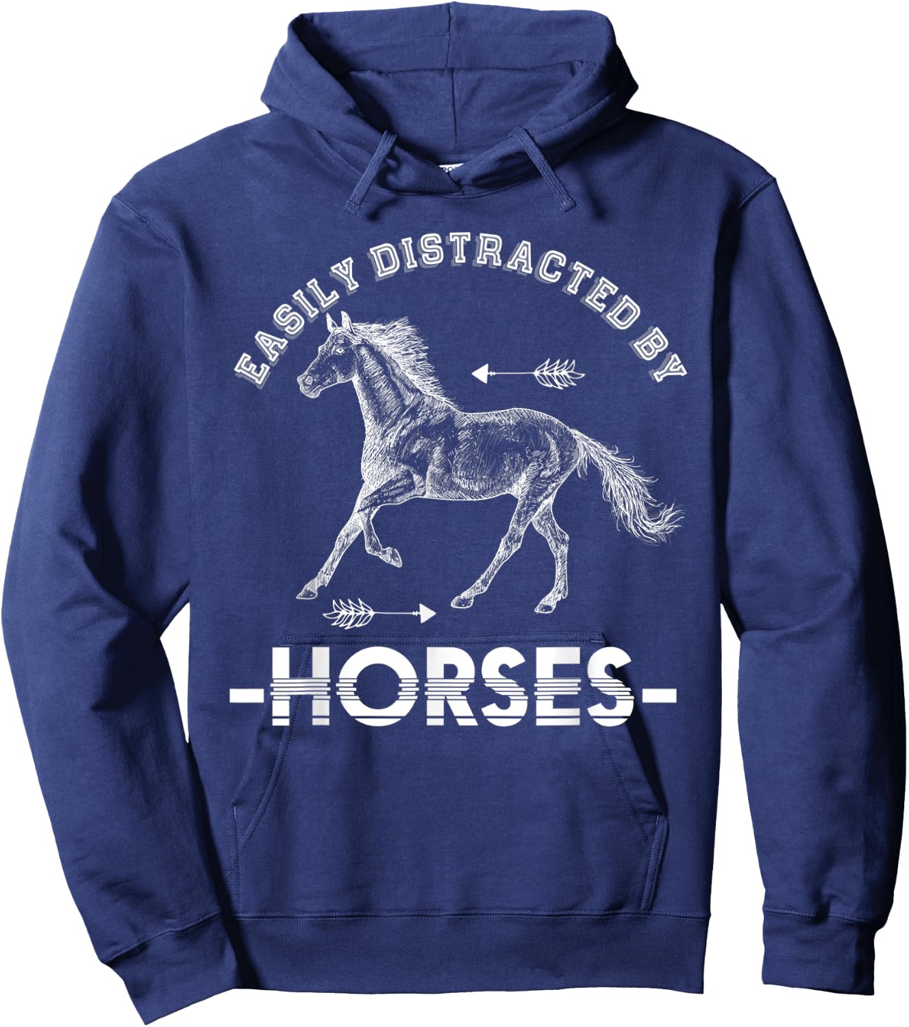 Equestrian Horse Riding Gift Easily Distracted By Horse Hoodie - Hoodie | Navy