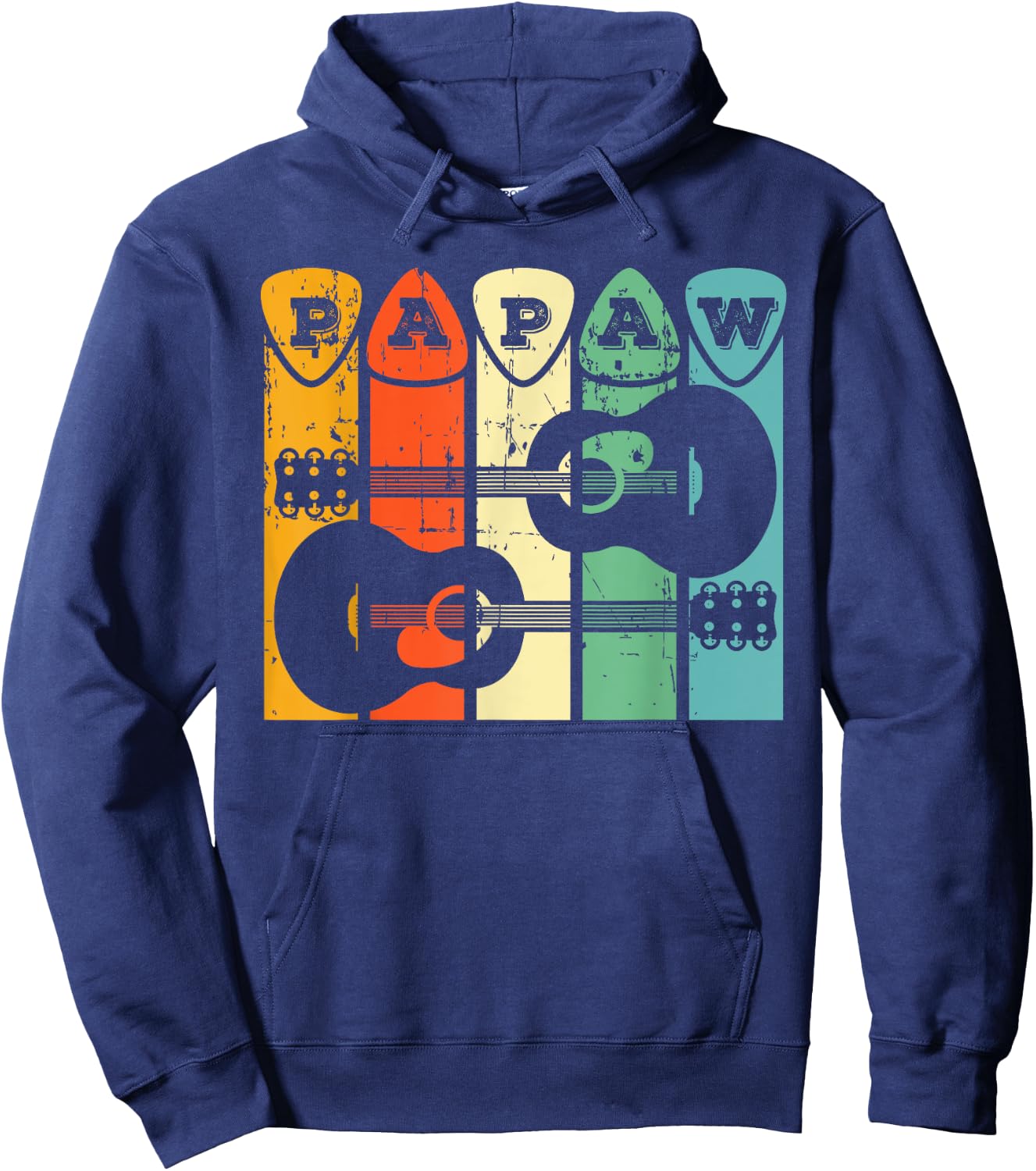 Papaw Guitar Pick Gift Guitar Player Grandpa Retro Guitarist Hoodie - Hoodie | Navy