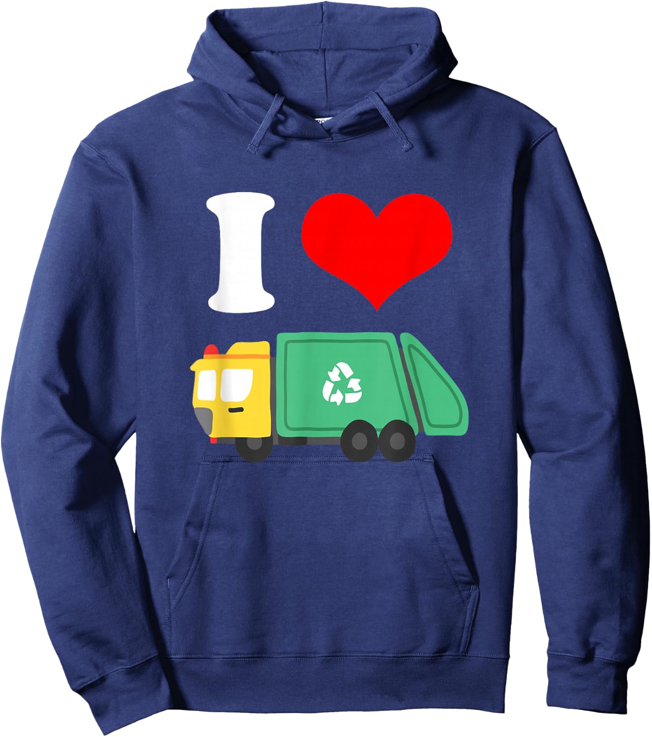 I Love Trash Garbage Trucks Hoodie - Hoodie | Navy