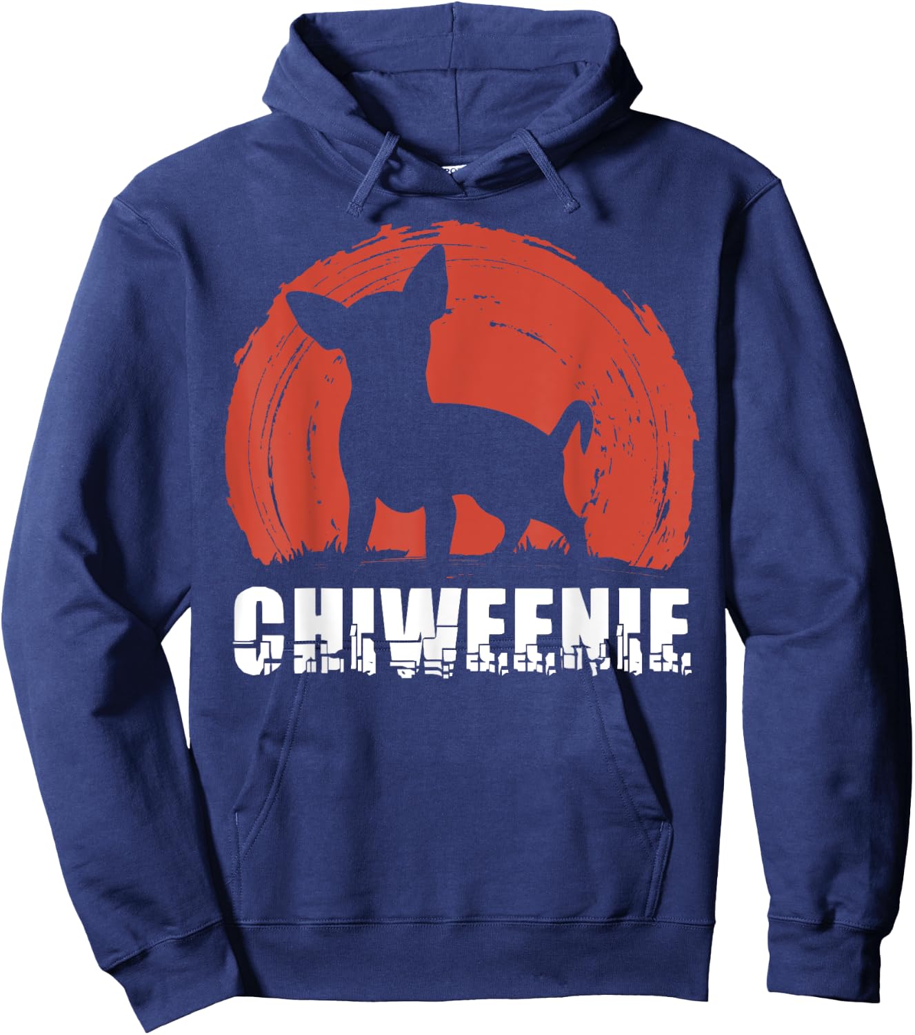 Cute Retro Chiweenie Silhouette Gift Design for Chiw Hoodie - Hoodie | Navy