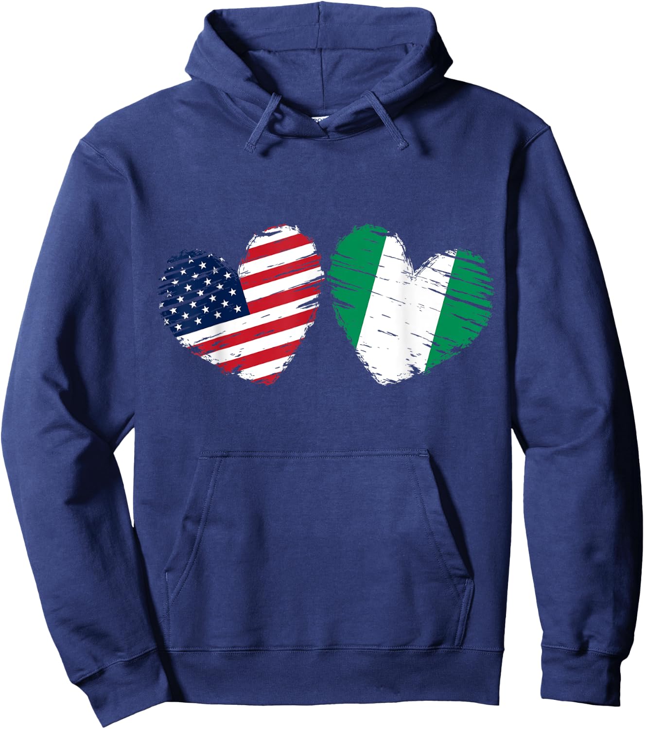USA Nigeria Flag Heart Valentines Day Nigerian American Hoodie - Hoodie | Navy