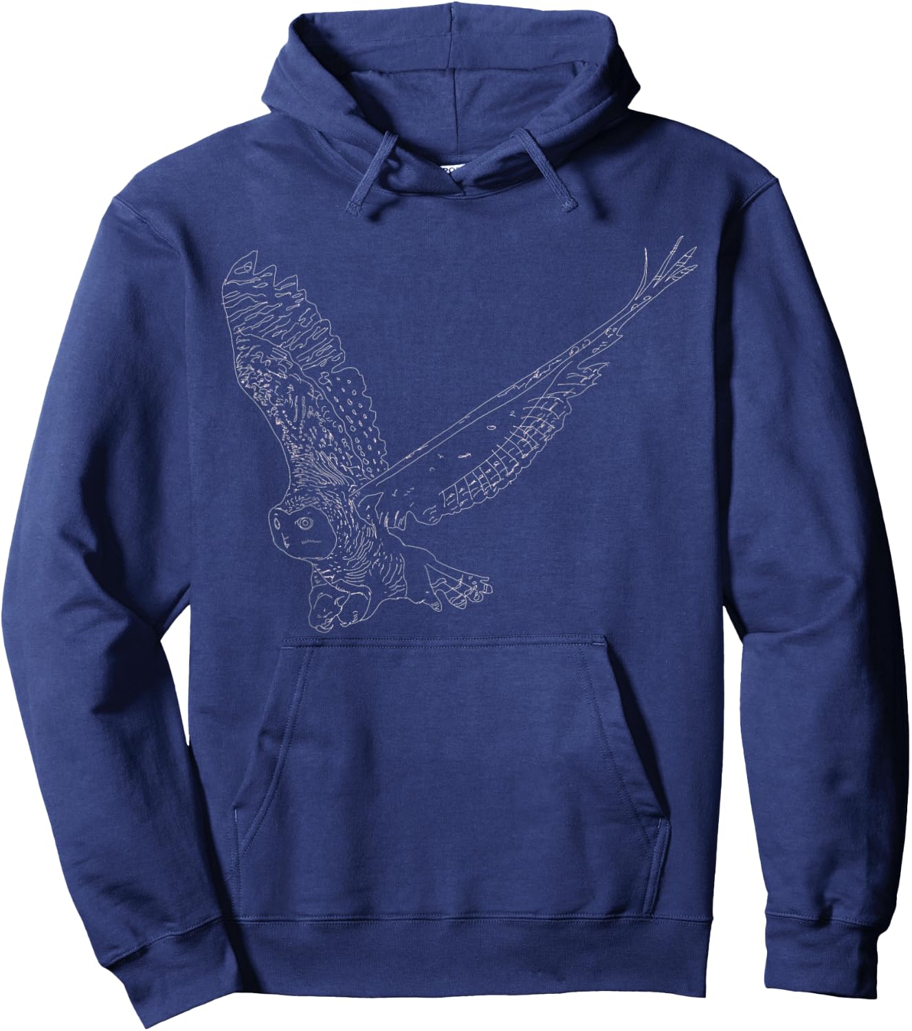 Snowy Owl Line Drawing Illustration Aesthetic Arctic Bird Hoodie - Hoodie | Navy