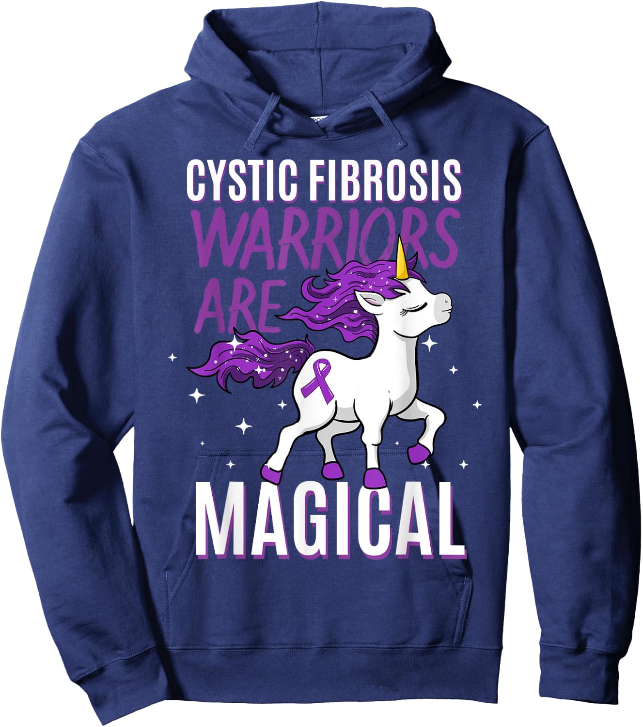 Cystic Fibrosis Warrior Magical Unicorn Purple Pulmonologist Hoodie - Hoodie | Navy
