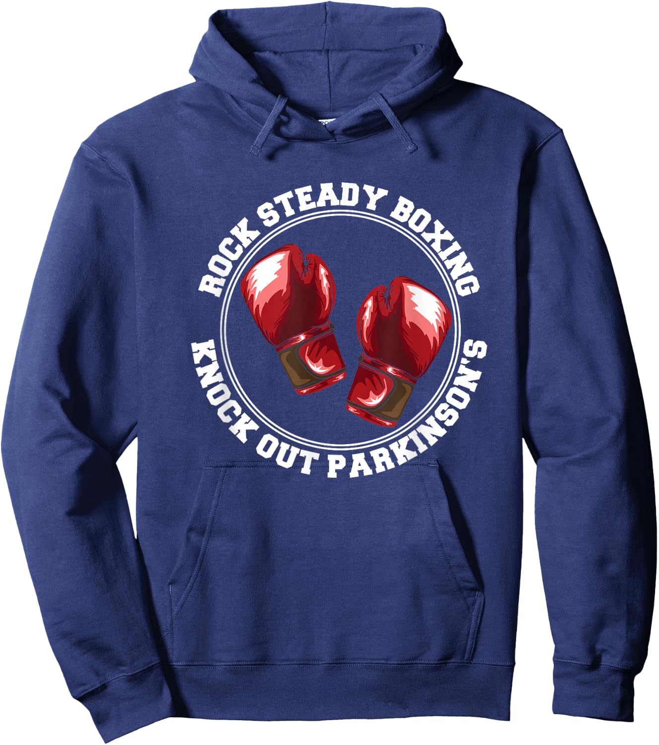 Rock Steady Boxing Knock Out Parkinsons Fighter Red Gloves Hoodie - Hoodie | Navy