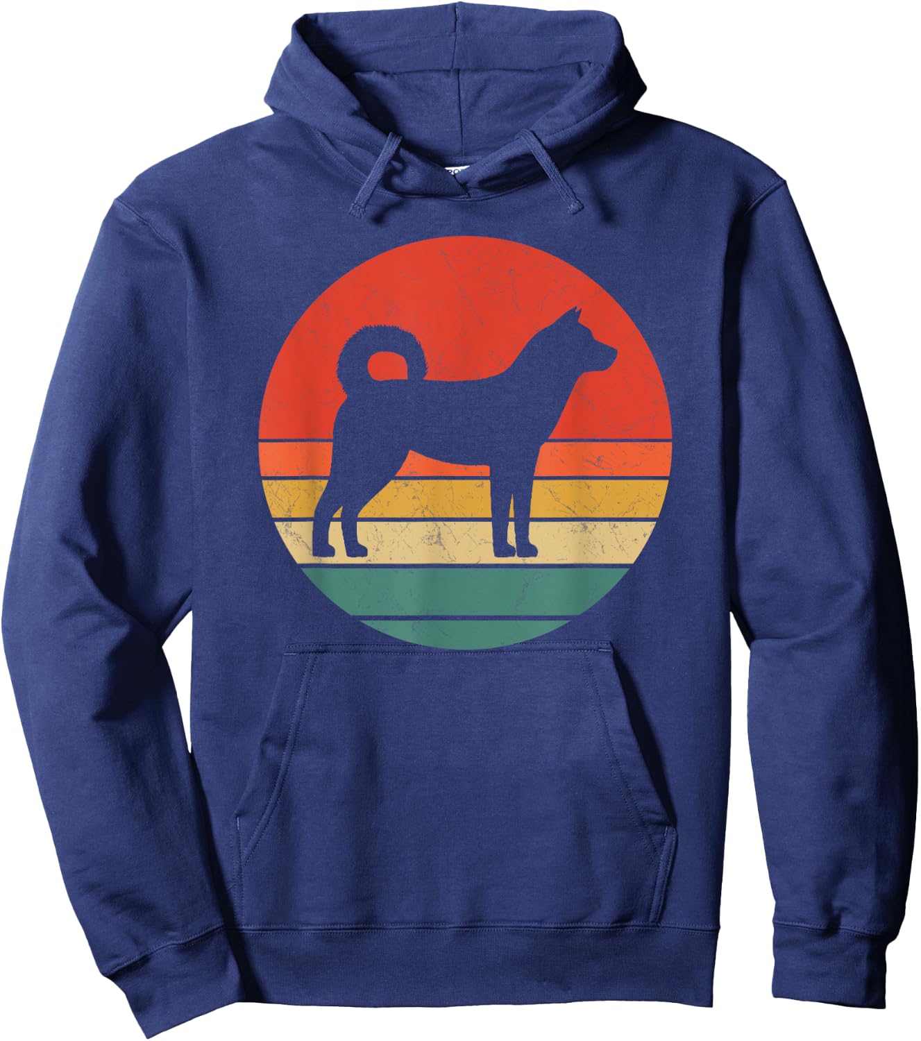 Korean Jindo Vintage Dog Silhouette Retro 70s Cute Dogs Gift Women Kids Hoodie - Hoodie | Navy