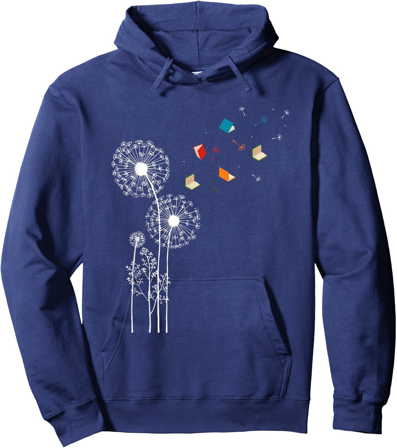 Bookworm Book Lover Gift Literature Dandelion Book Reading - -Adults and Kids - Black - Small - Short Sleeve Hoodie - Hoodie | Navy