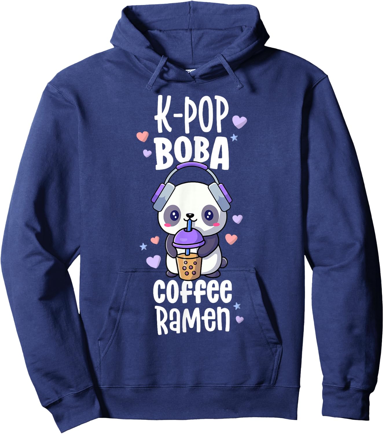 Boba And KPop Shirt Coffee Ramen Kawaii Panda Merch K-Pop Hoodie - Hoodie | Navy