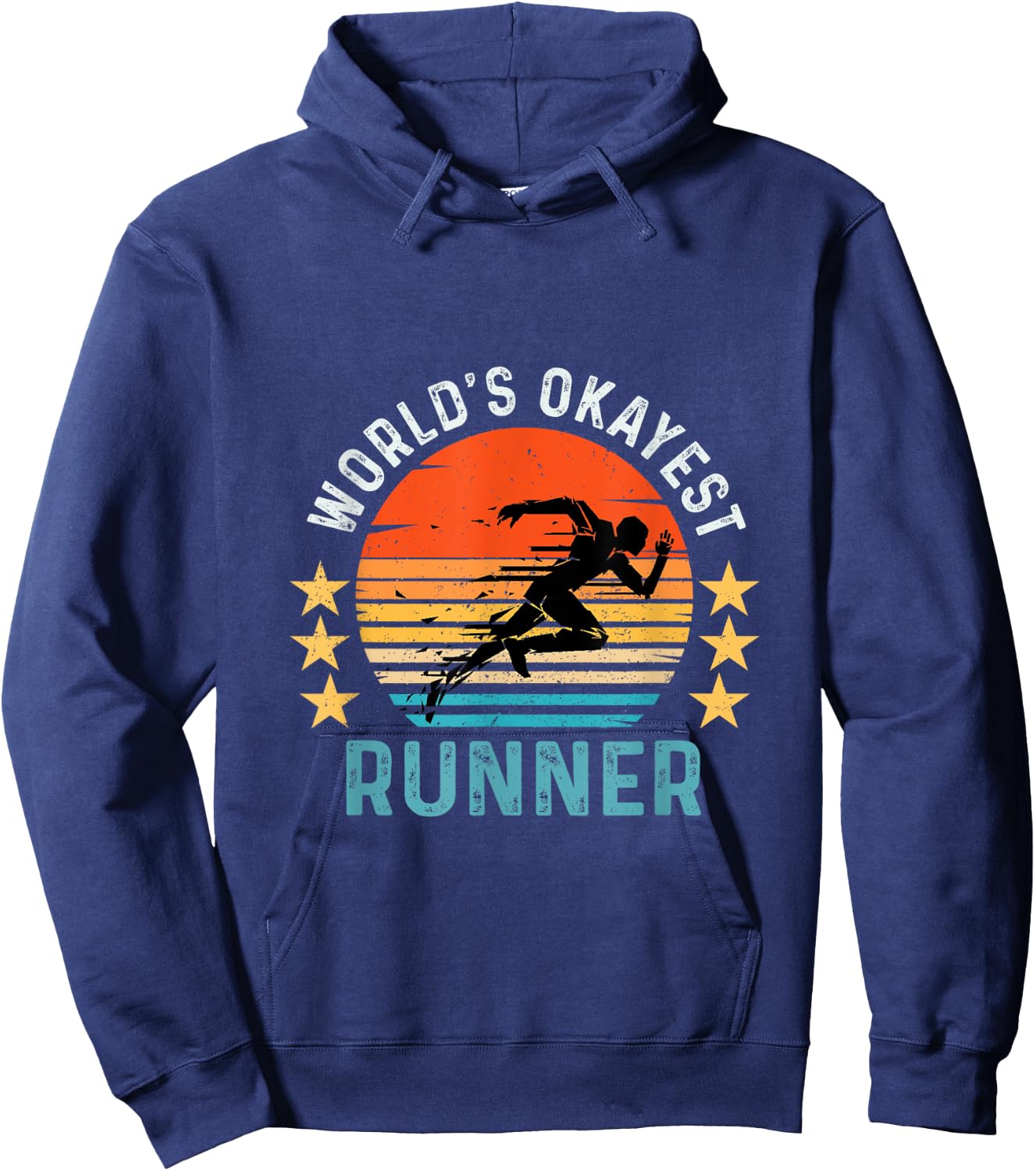 World's Okayest Runner Vintage Retro Funny Running Hoodie - Hoodie | Navy