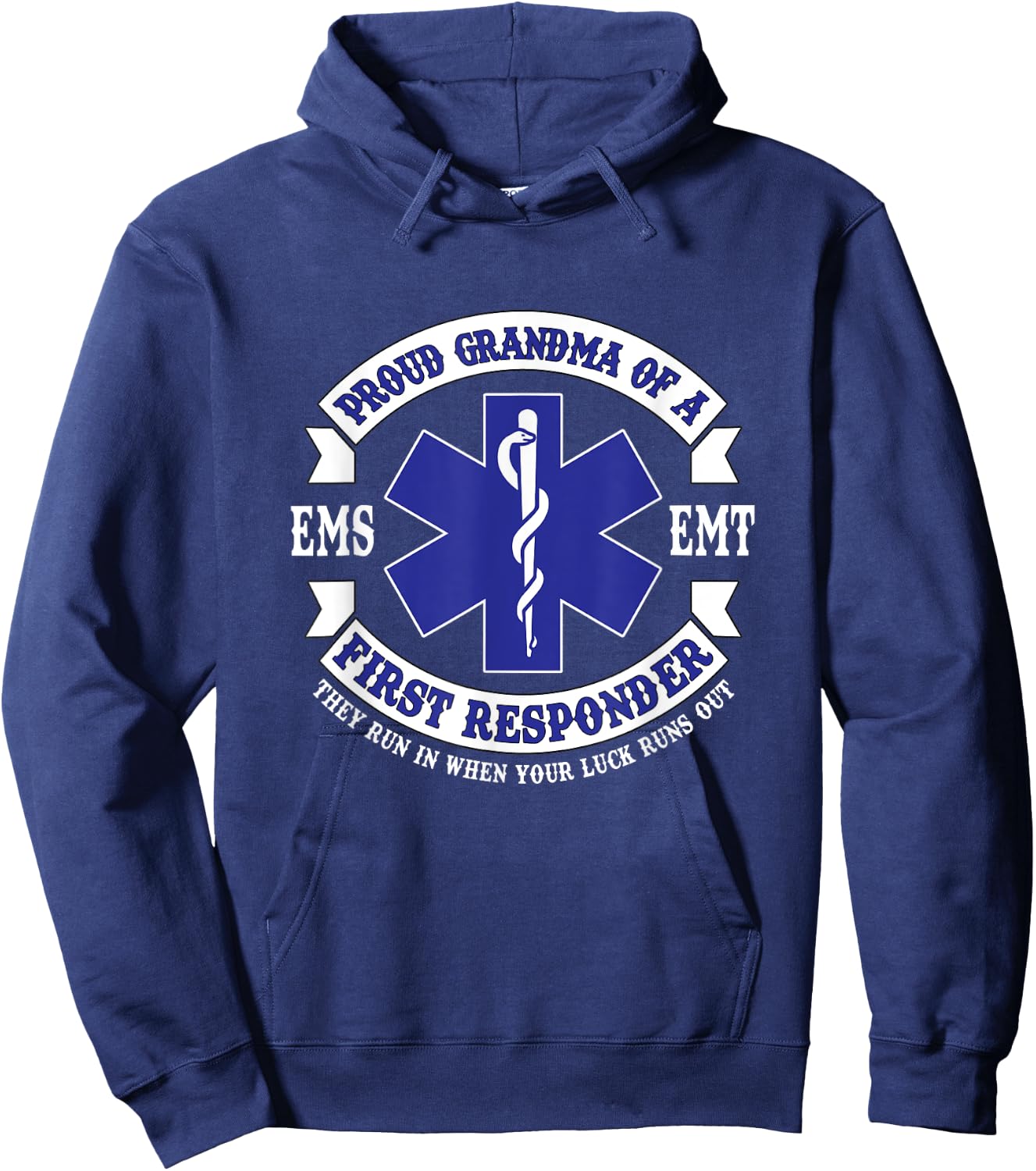 Proud Grandma First Responder EMS EMT Novelty Apparel Hoodie - Hoodie | Navy