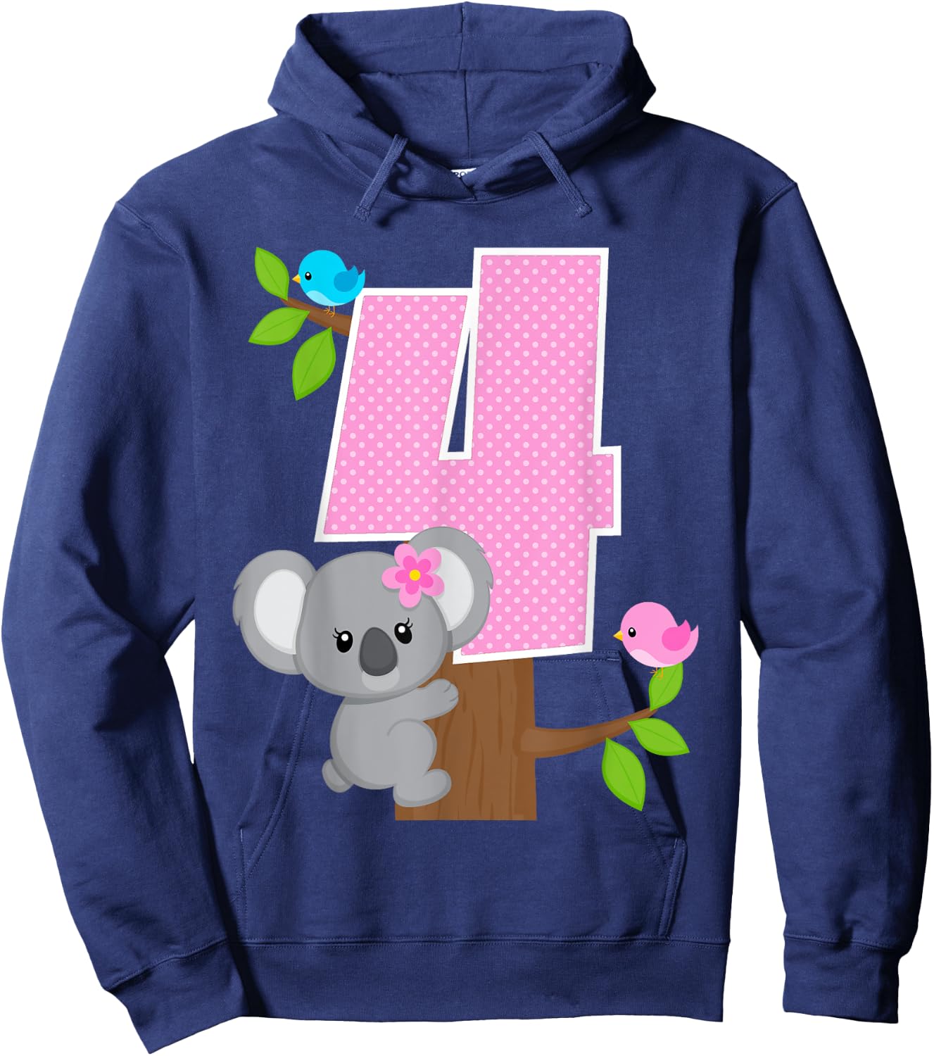 Koala Bear 4th Birthday Girl 4 Year Old Birthday Koalas Bday Hoodie - Hoodie | Navy