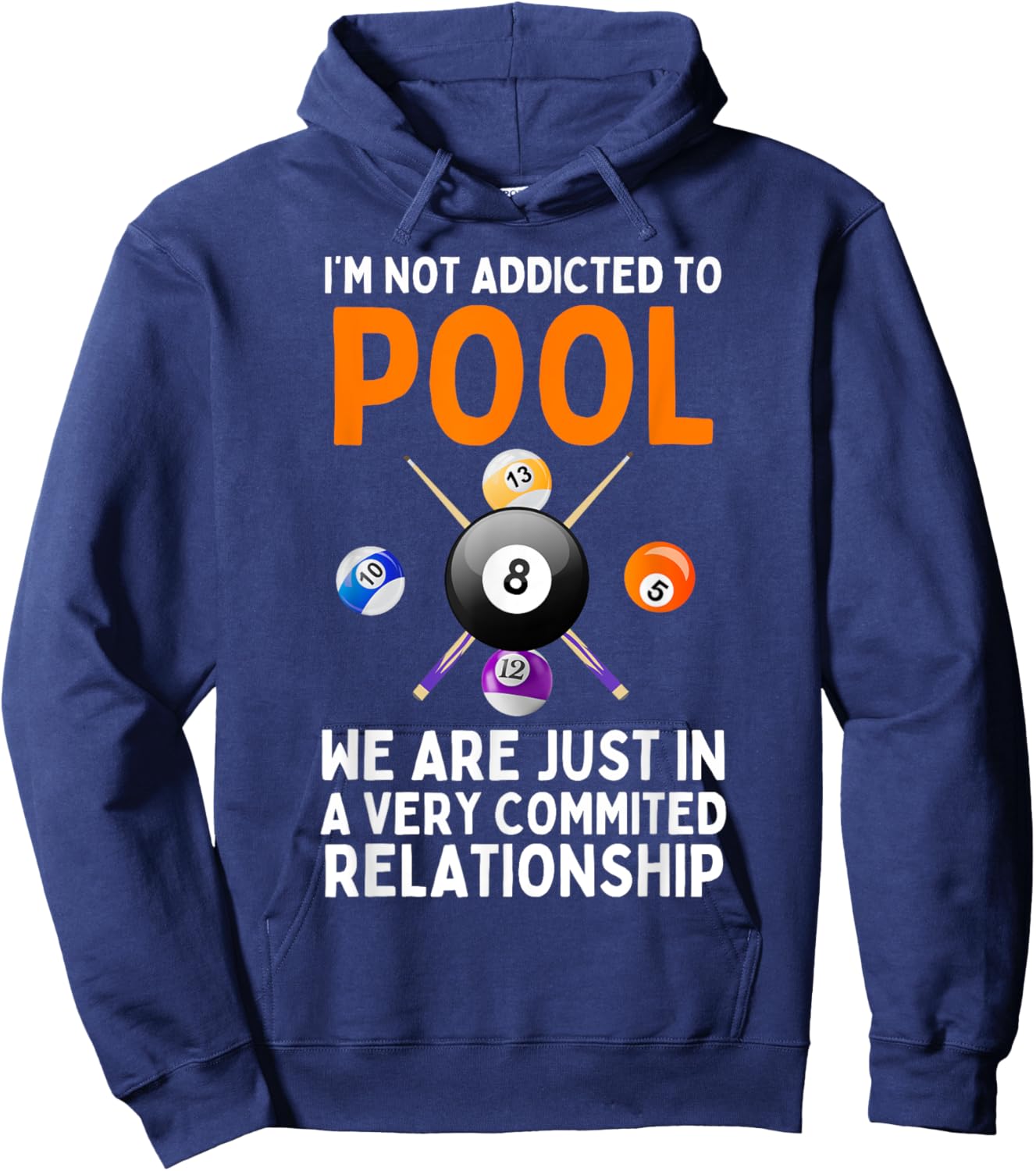 Cool Pool Art Women Boys Billiard 8 Ball Pool Player Hoodie - Hoodie | Navy