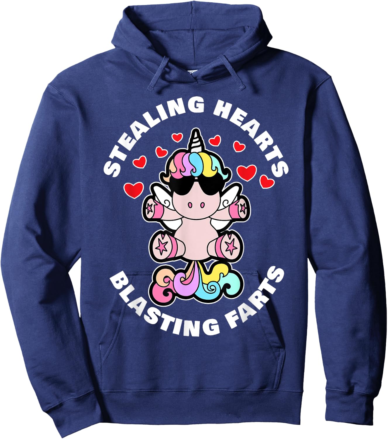Stealing Hearts And Blasting Farts Valentines Day Unicorn Hoodie - Hoodie | Navy