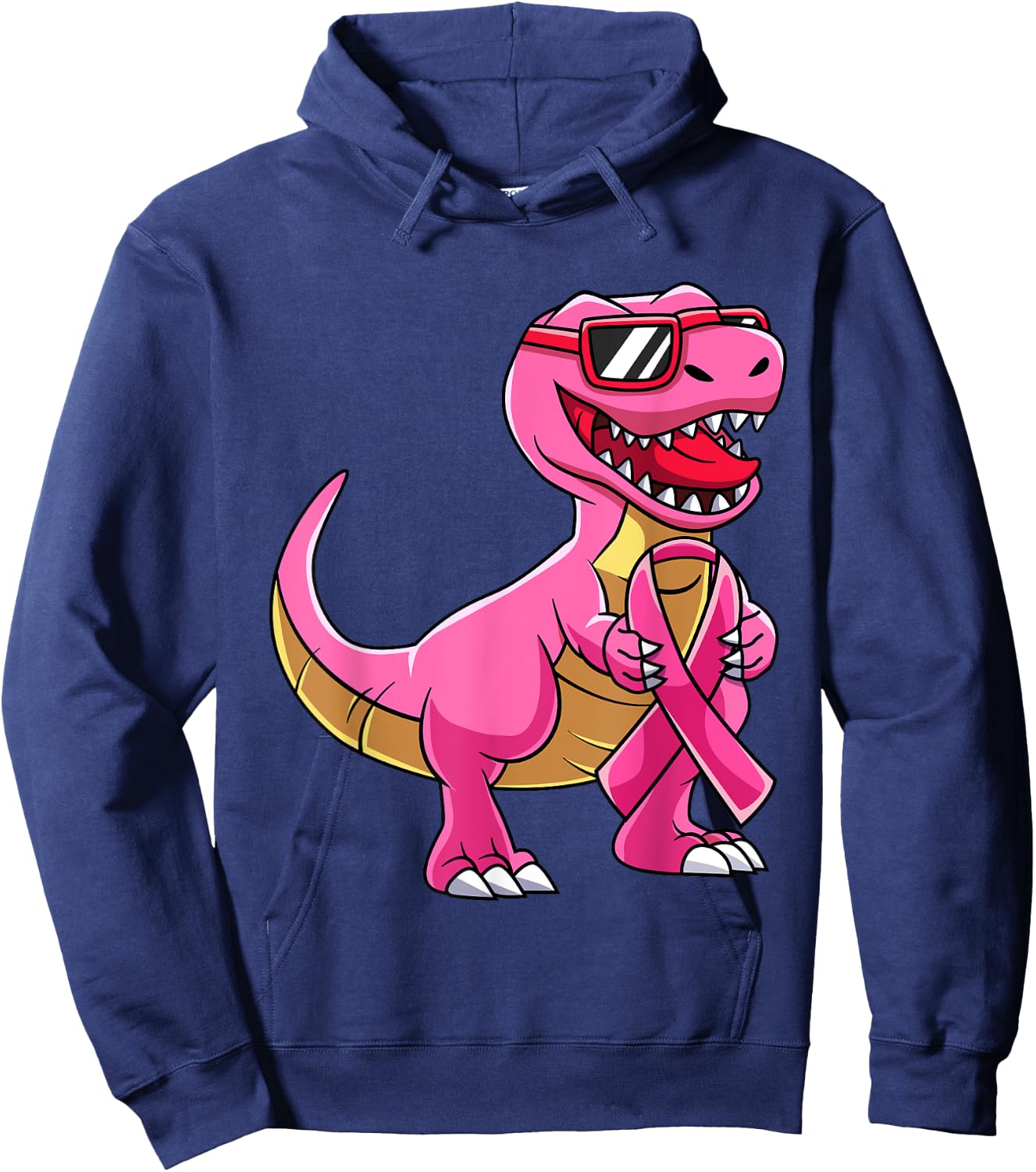 Dinosaur T Rex Breast Cancer Awareness Pink Ribbon Boys Hoodie - Hoodie | Navy