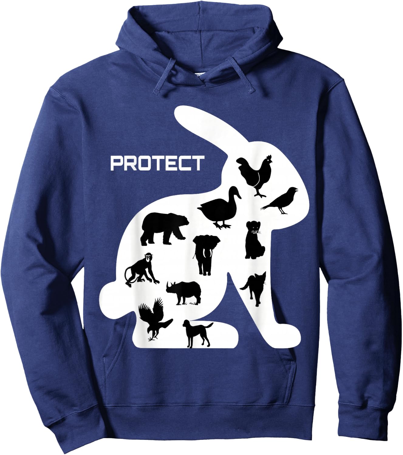 Animal rights, cool Gift, duck, elephant Hoodie - Hoodie | Navy