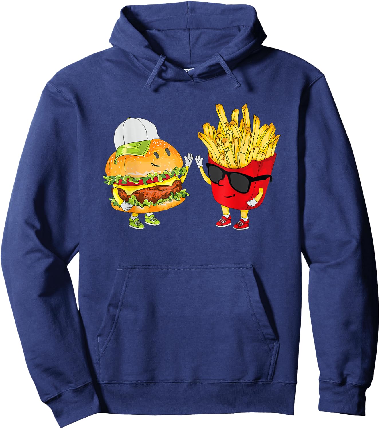 Hamburger Fries High Five | Cool Fun Combo Snacks Funny Gift Hoodie - Hoodie | Navy