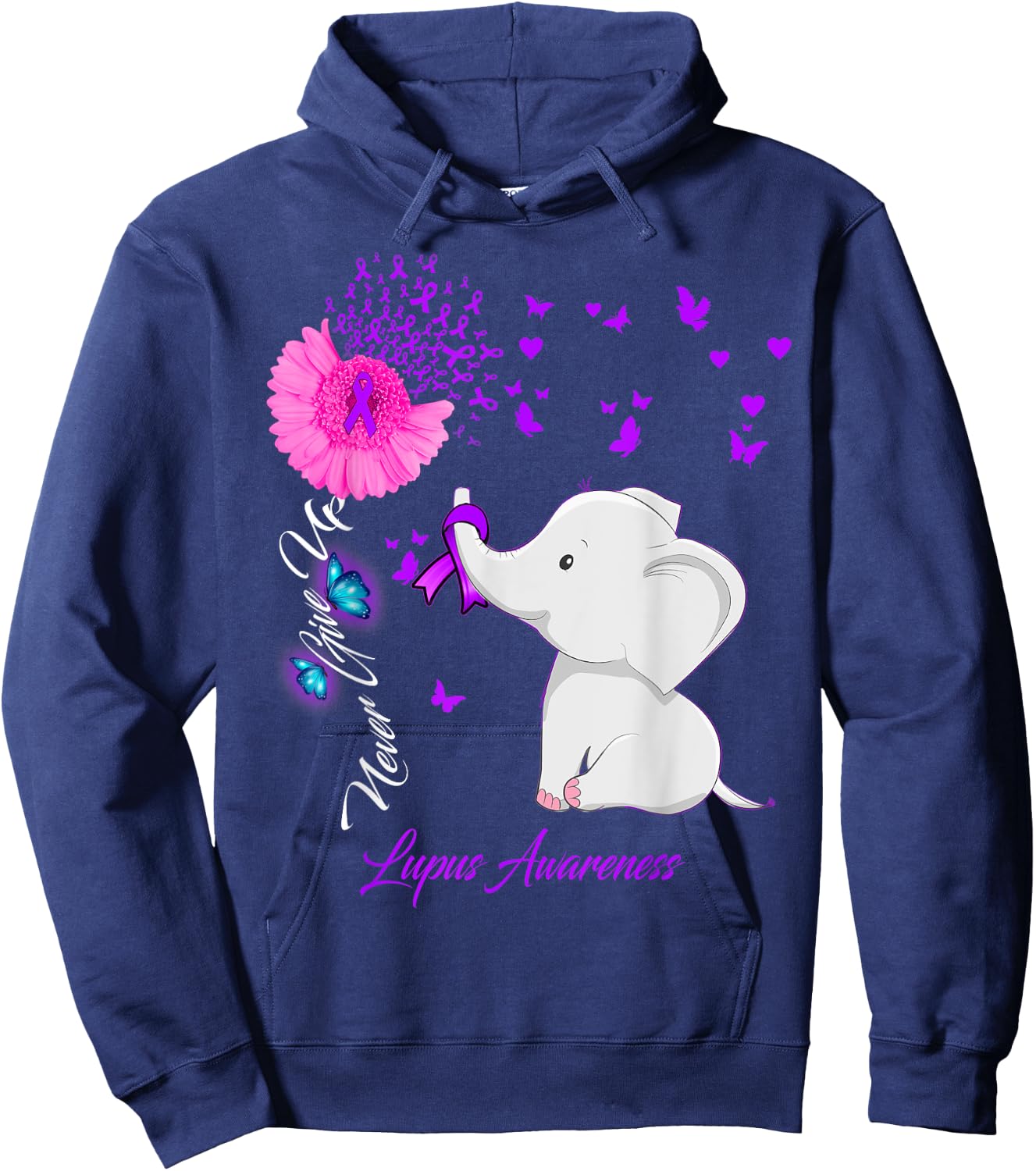 Elephant Lupus Awareness - Lupus Ribbon Gifts Hoodie - Hoodie | Navy