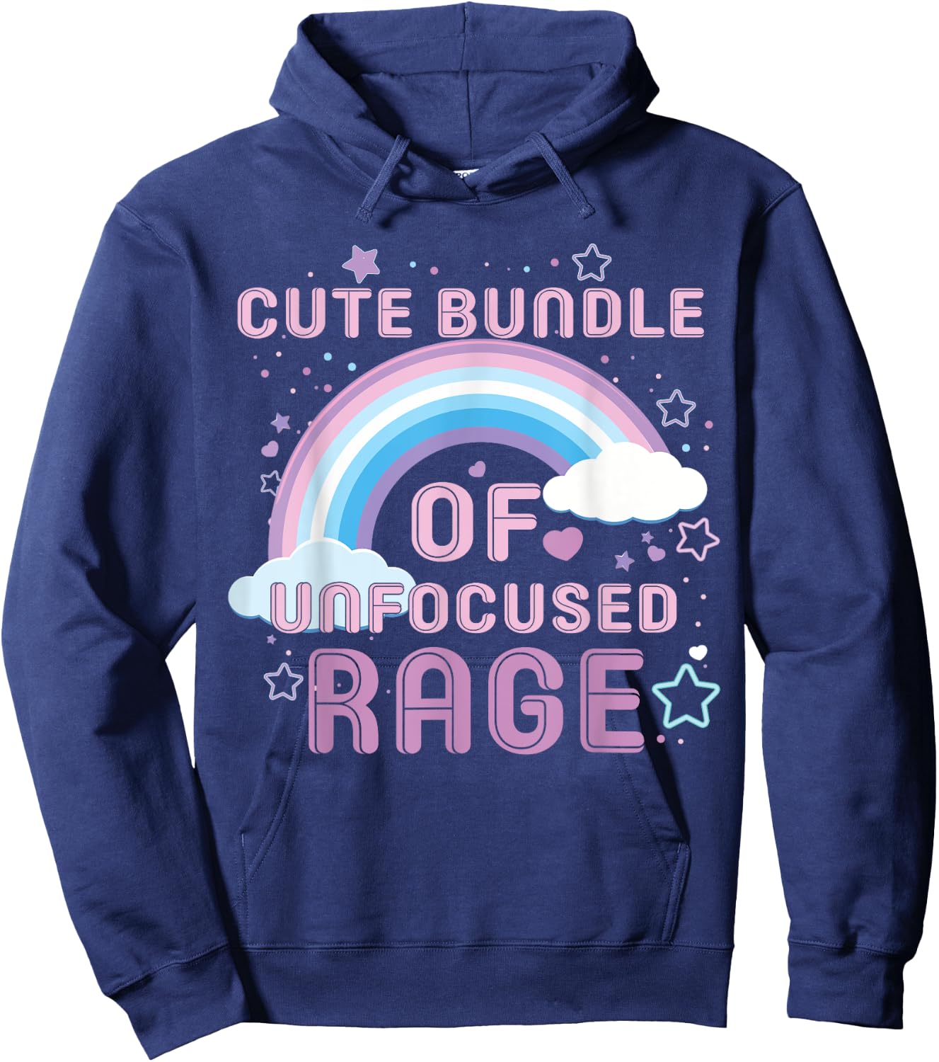 Cute Bundle Of Unfocused Rage Funny Pastel Goth Rainbow Hoodie - Hoodie | Navy