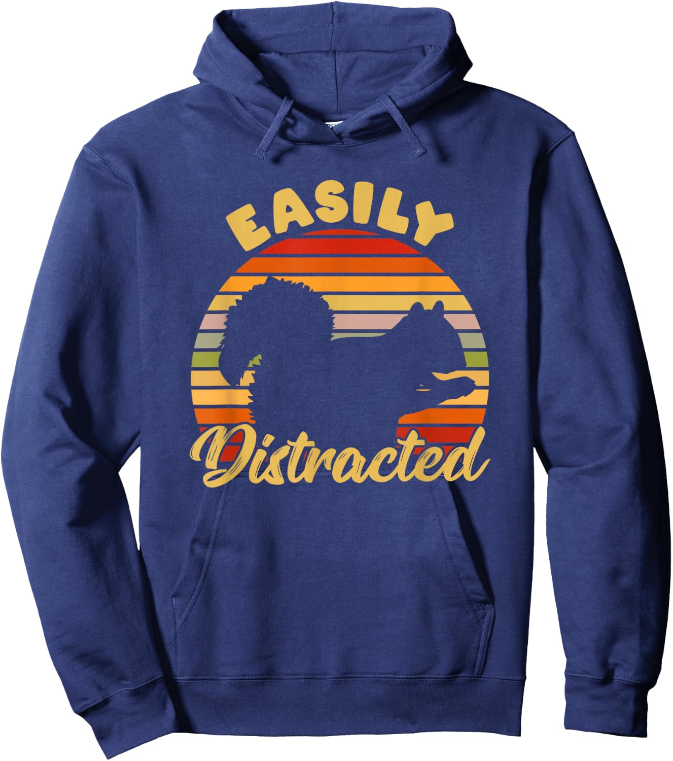 Retro ADHD Easily Distracted Squirrel Vintage Neurodiverse Hoodie - Hoodie | Navy