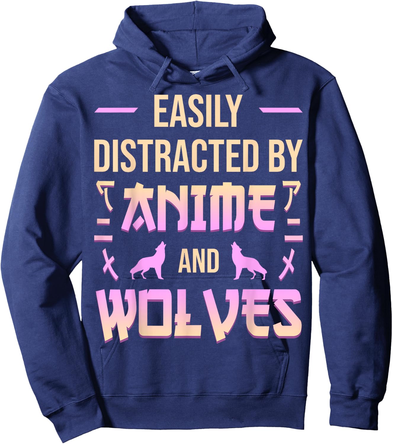 Anime And Wolves Kawaii Anime Lover Japanese Otaku Wolf Hoodie - Hoodie | Navy