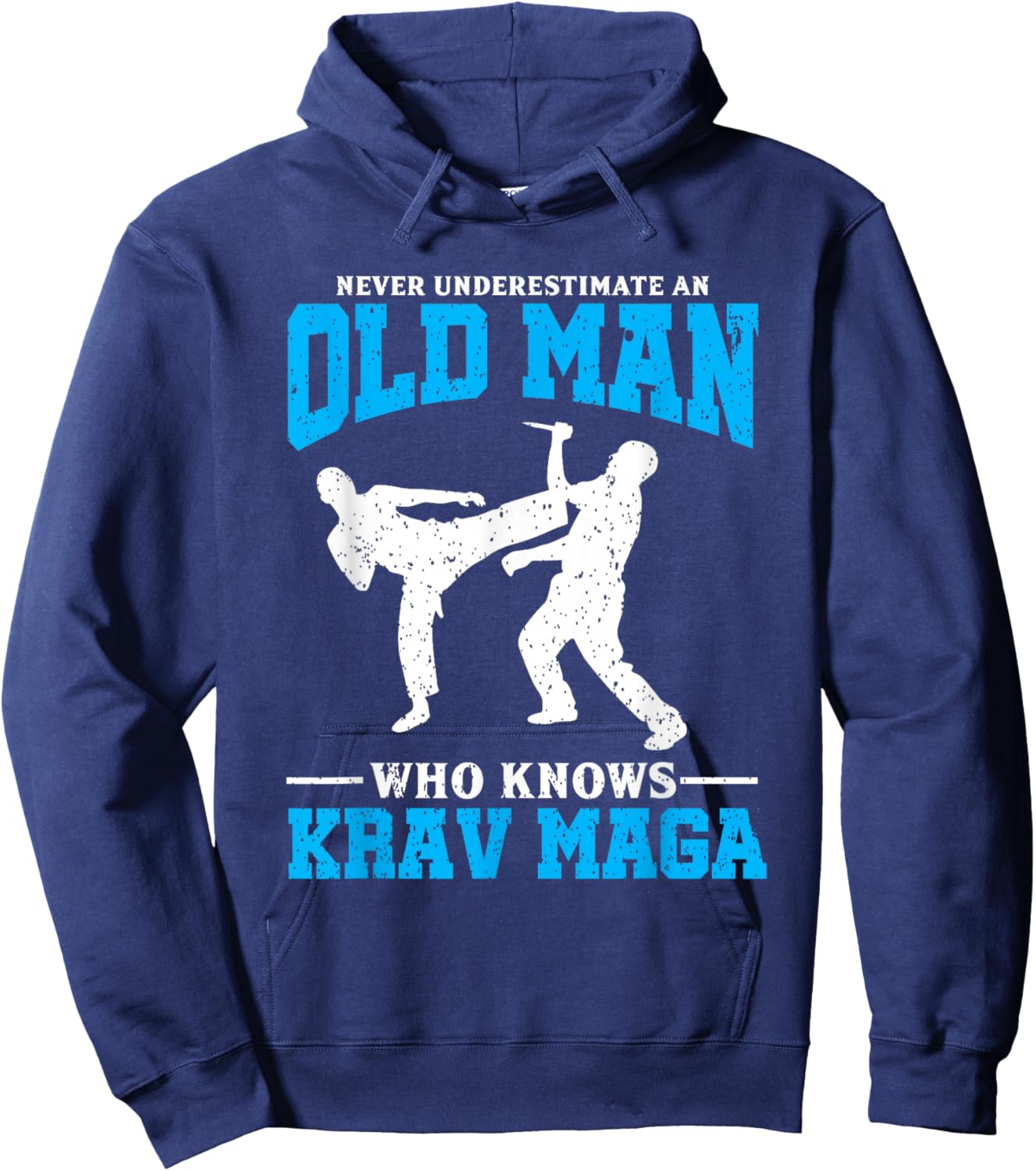 Never Underestimate An Old Man Krav Maga Graphic Hoodie - Hoodie | Navy