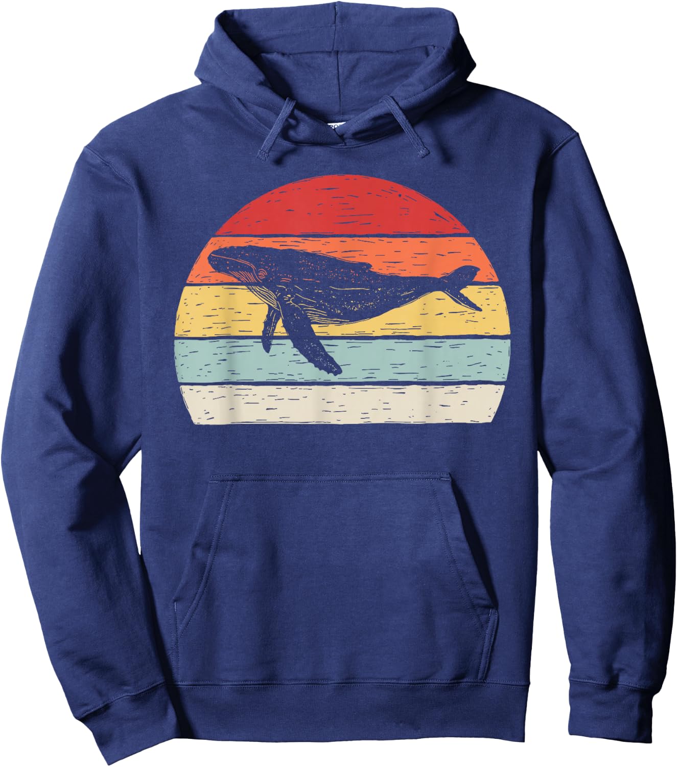 Vintage Retro Humpback Whale Hoodie - Hoodie | Navy