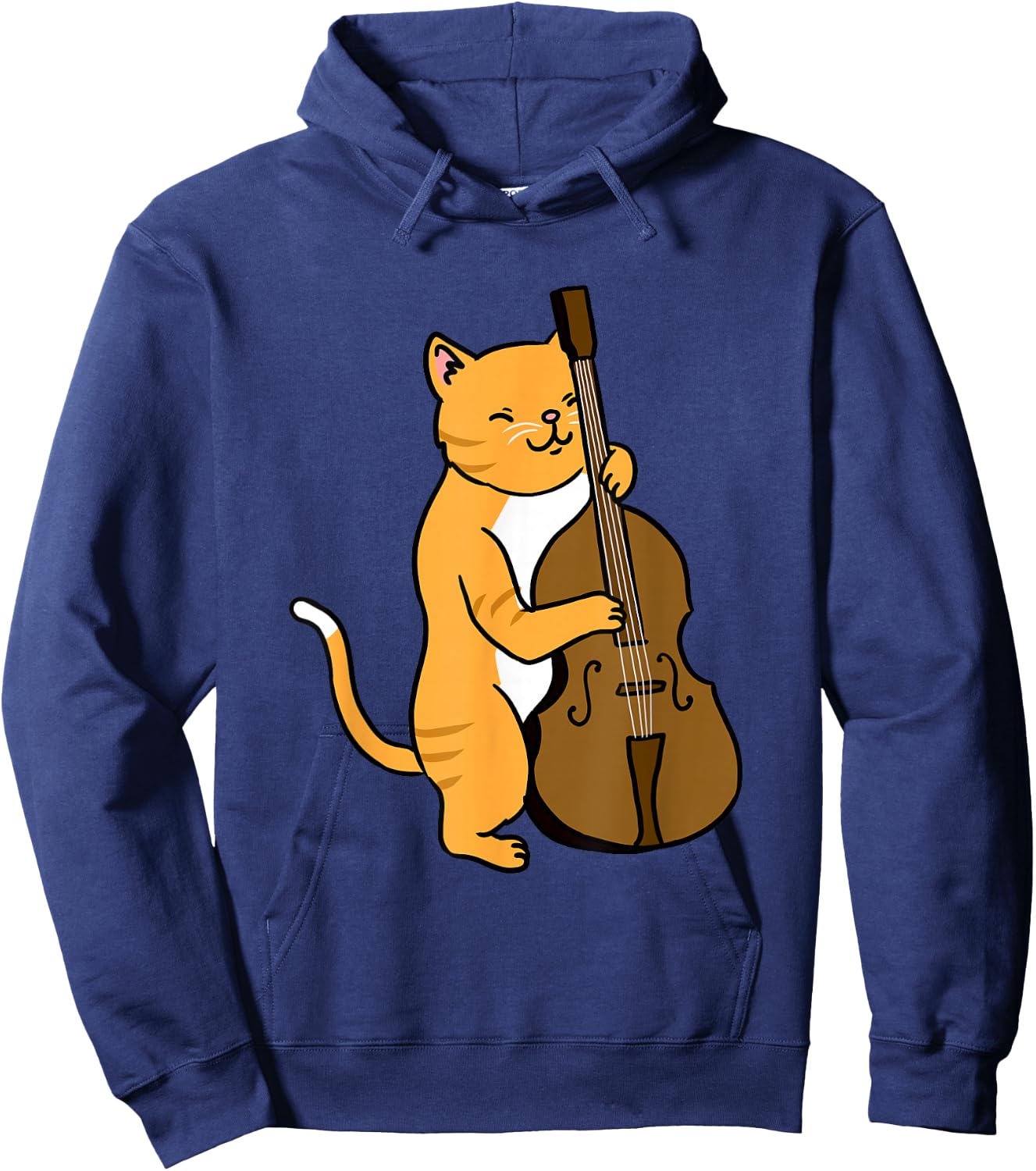 Cat Playing Upright Bass Hoodie - Hoodie | Navy