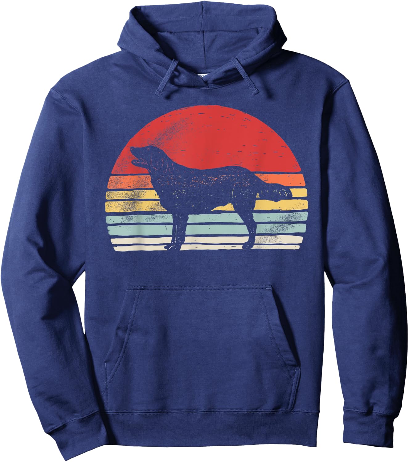 Vintage Retro Flat Coat Retriever Dog Breed Men Women Kids Hoodie - Hoodie | Navy