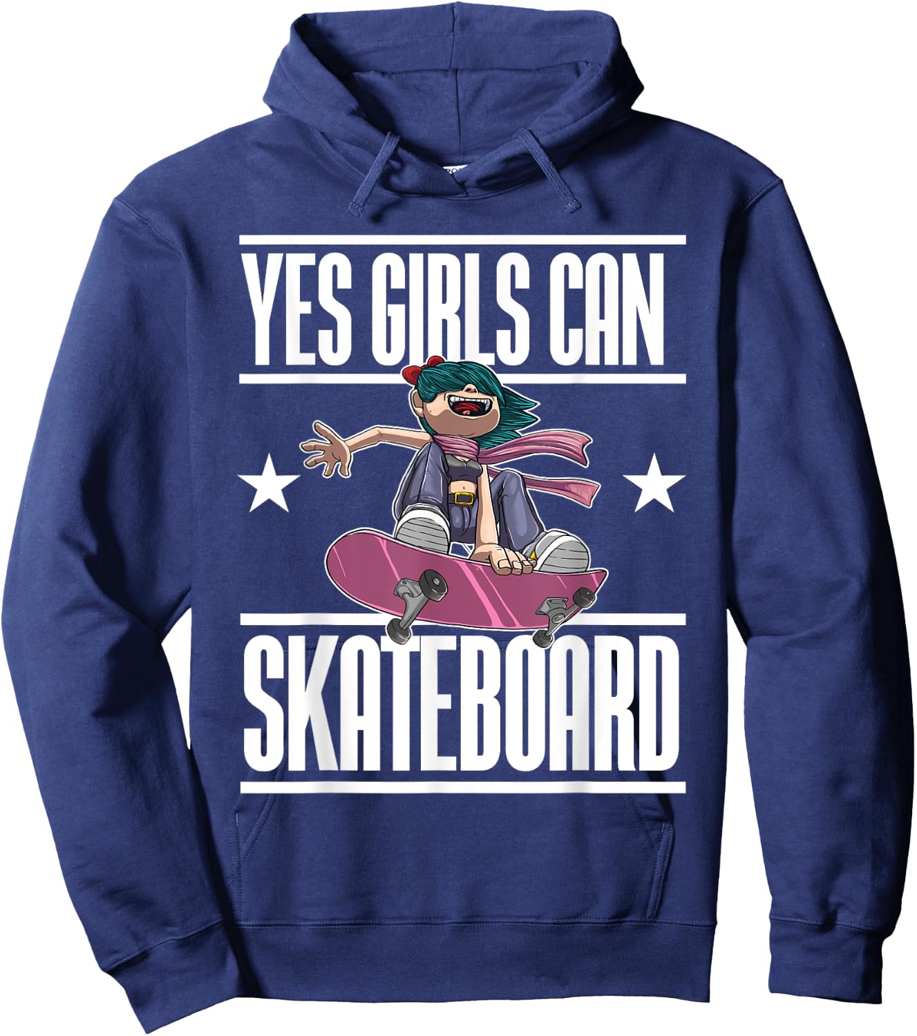 Funny Yes Girls Can Skateboard Gift Skateboarding Women Hoodie - Hoodie | Navy